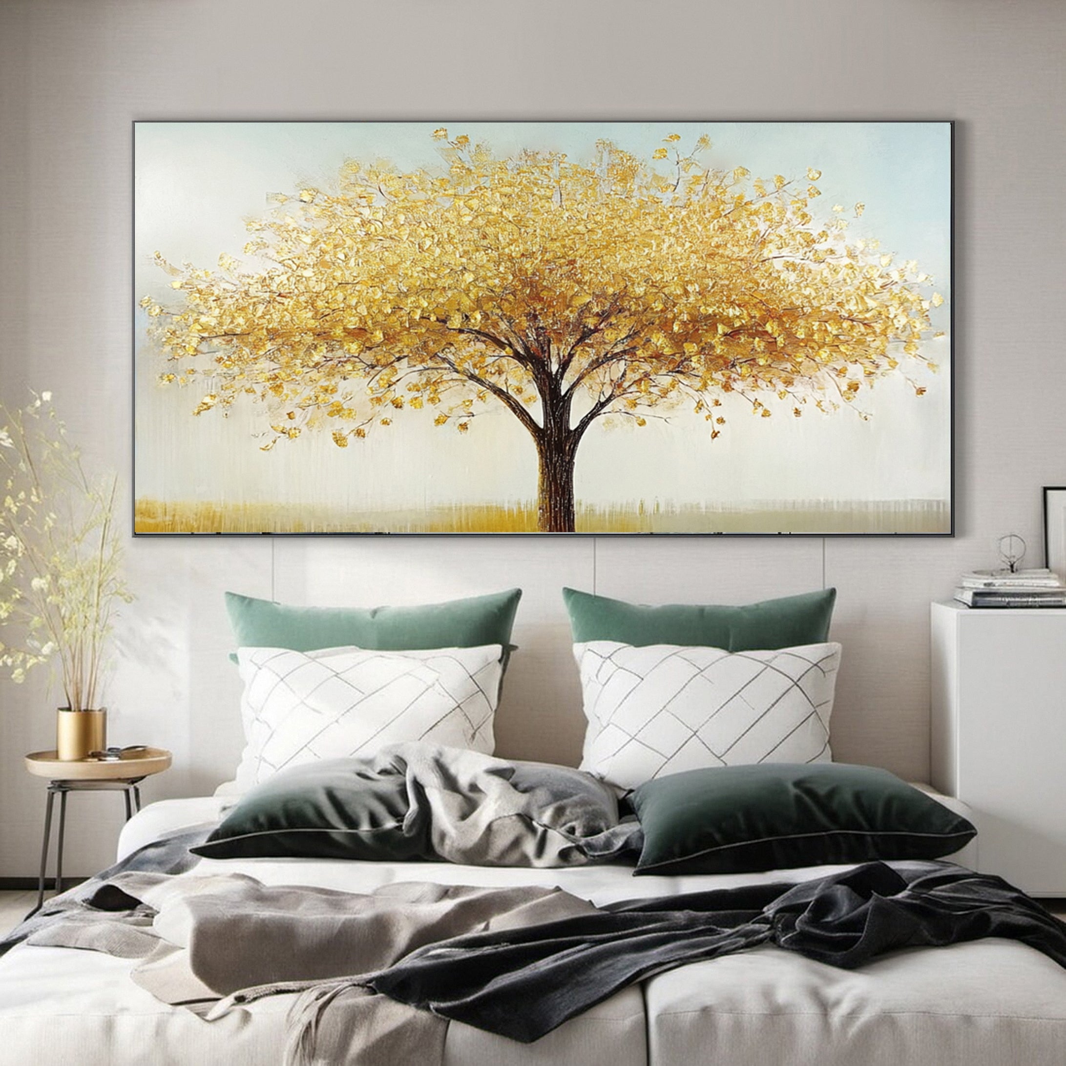 Golden Tree of Tranquility Canvas Art Luxurious Wall Decor #FT 057