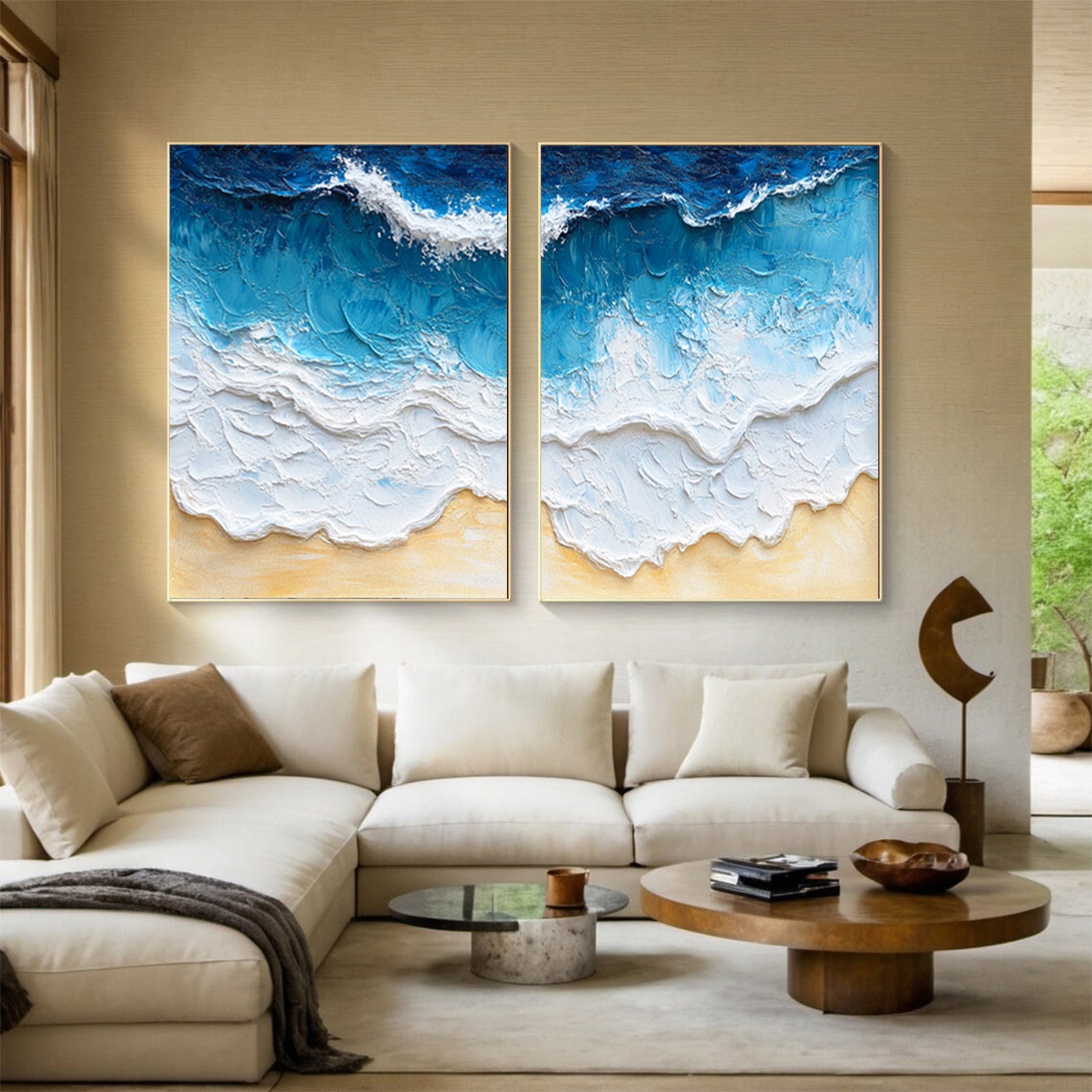 Large Textured Seascape Painting for Living Room Wall Art #OS 036