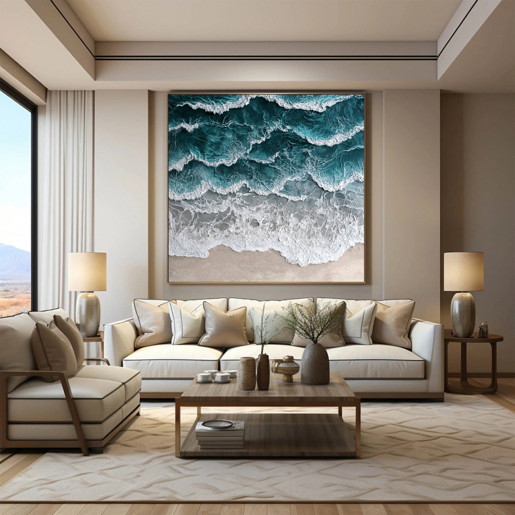 Large Textured Seascape Painting for Living Room Wall Art #OS 035