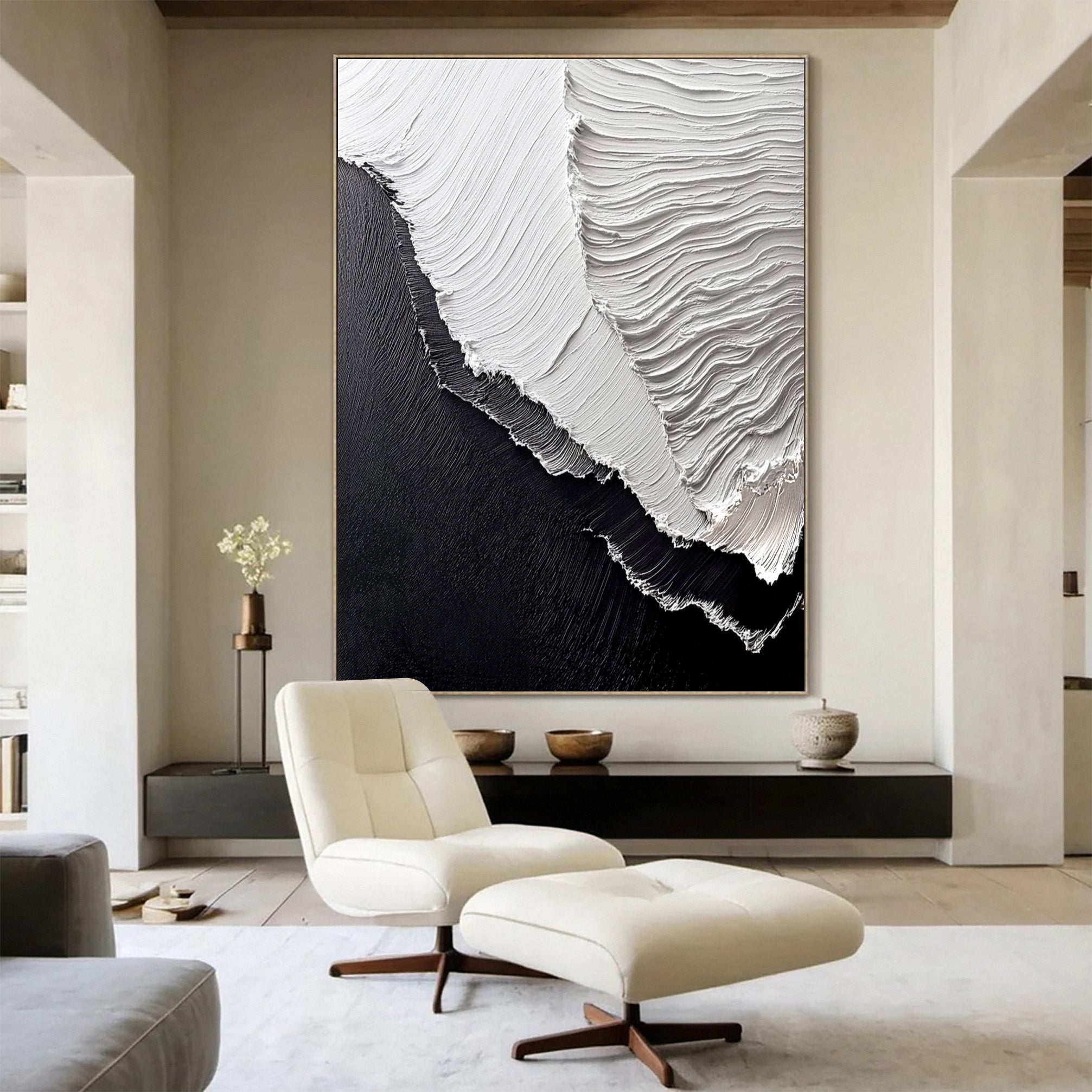 Dynamic Ocean Wave Canvas Art Textured Sea Painting #OS 066