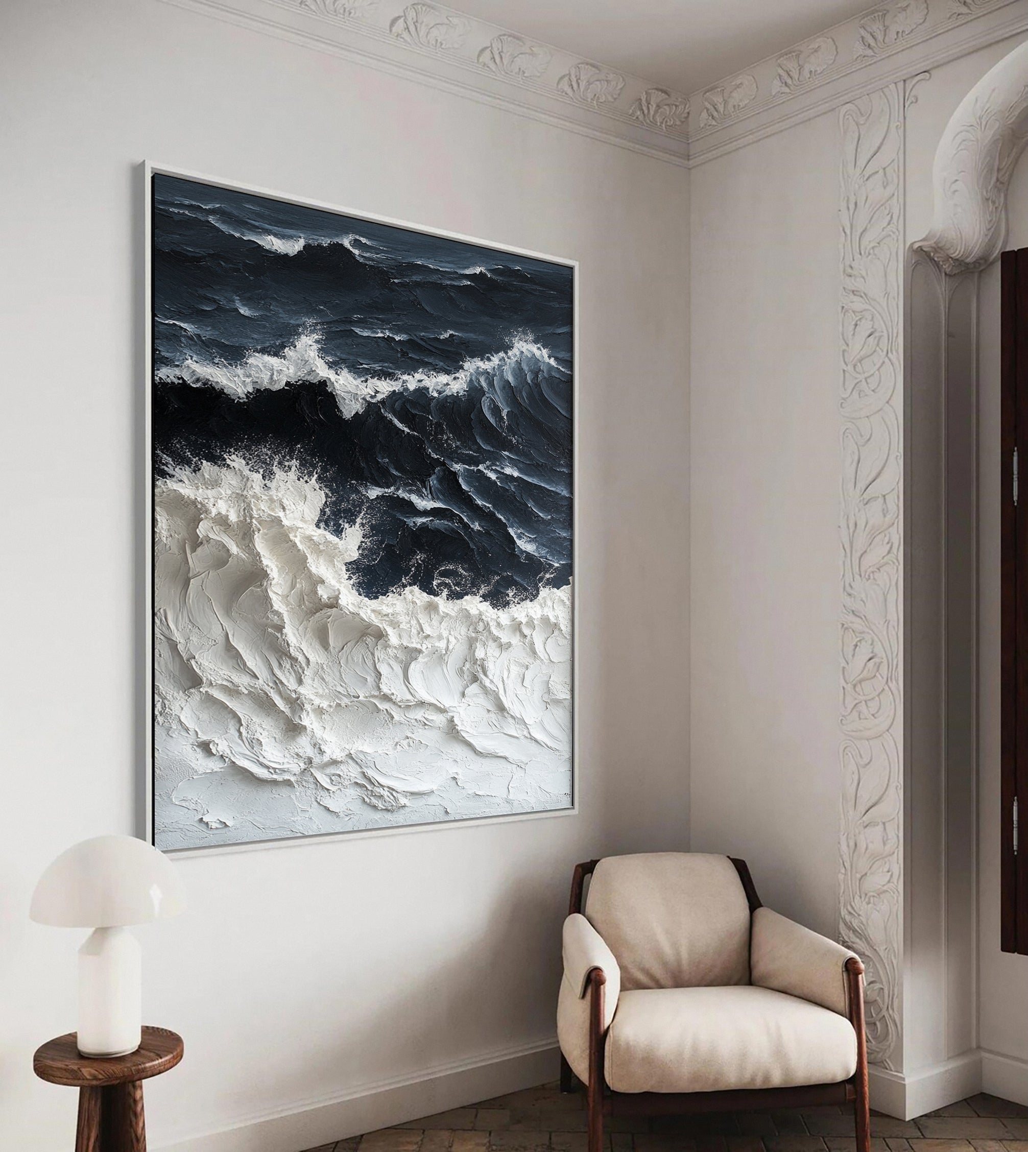 Dynamic Ocean Wave Canvas Art Textured Sea Painting #OS 064