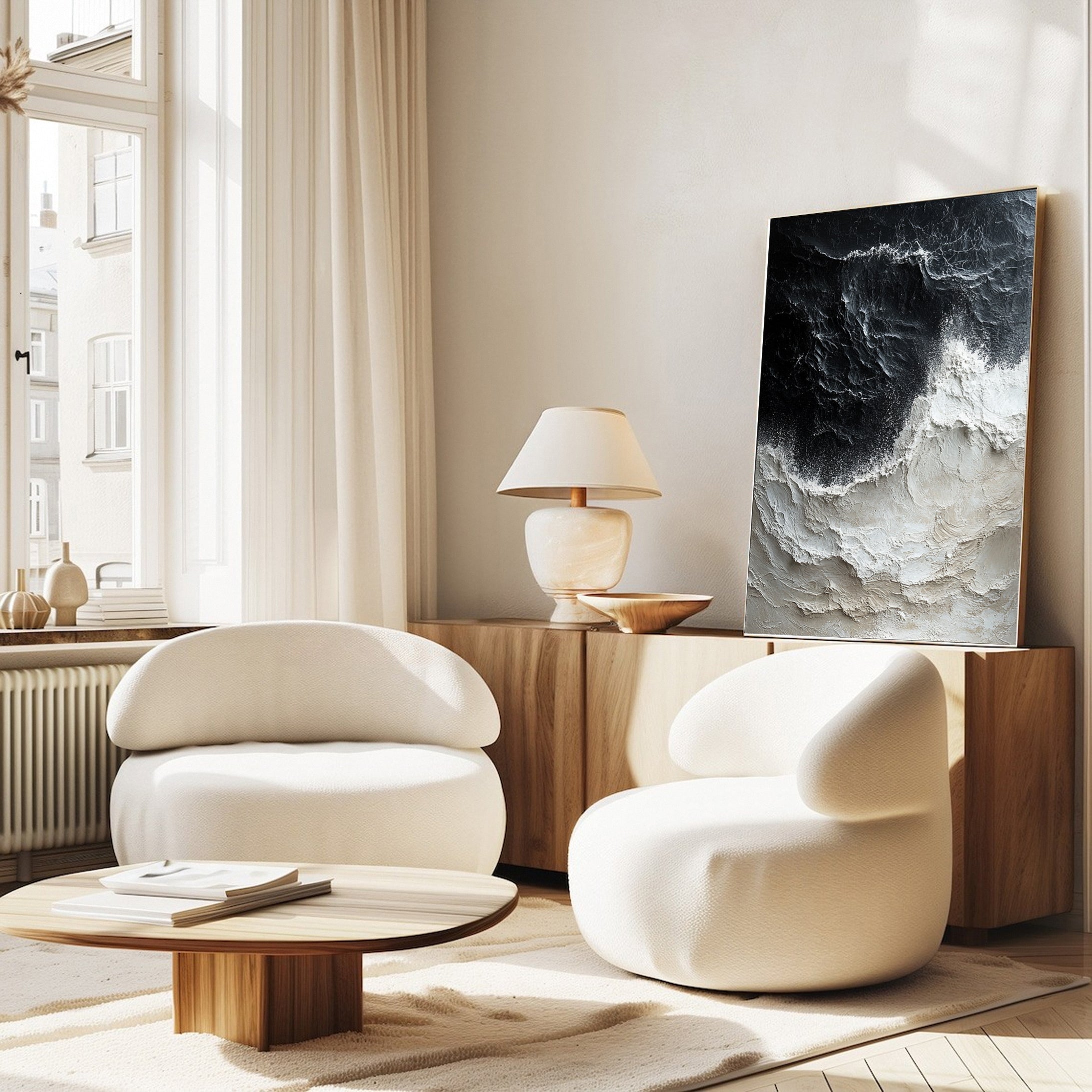 Dynamic Ocean Wave Canvas Art Textured Sea Painting #OS 065