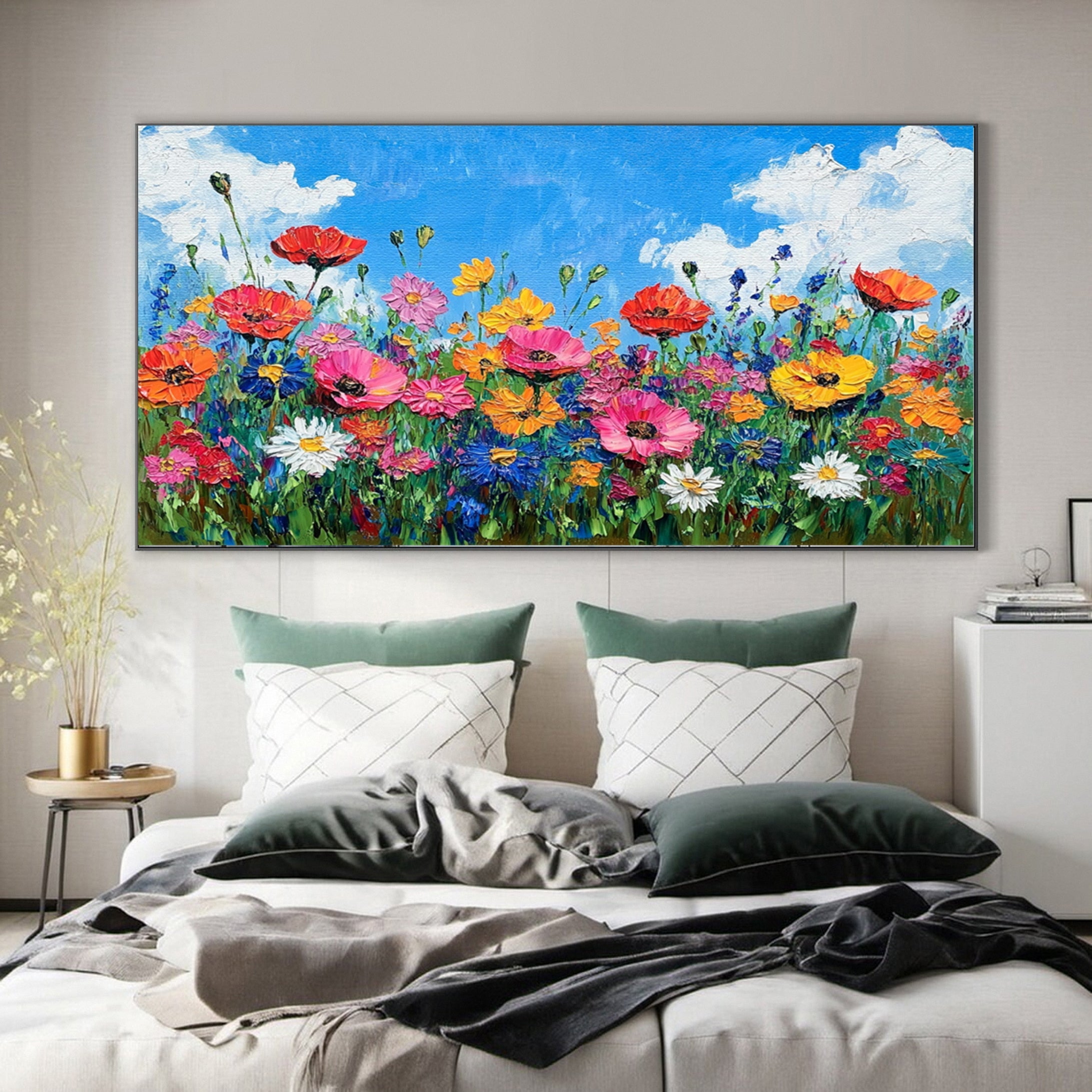 Lively Meadow Flowers Canvas Art Vivid Floral Wall Decor for Room Decor #FT 051