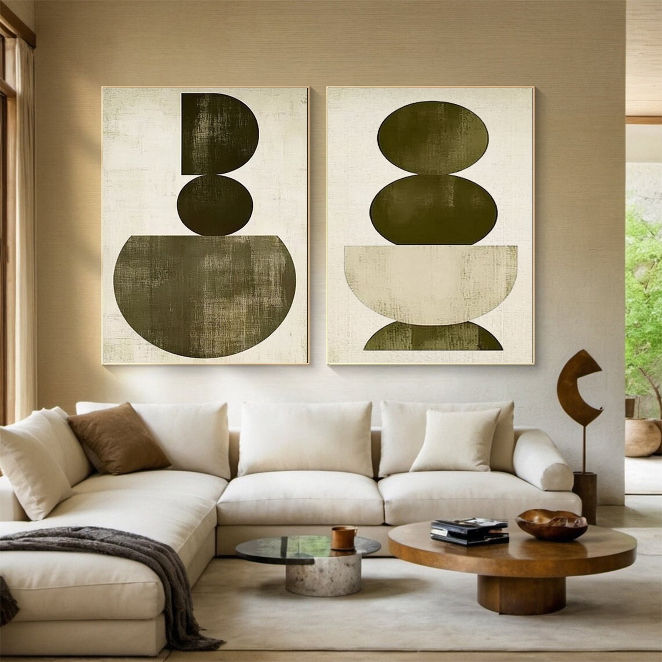 Minimalist Wabi Sabi Art Modern Canvas for Home Decor Set Of 2 #BBS 015