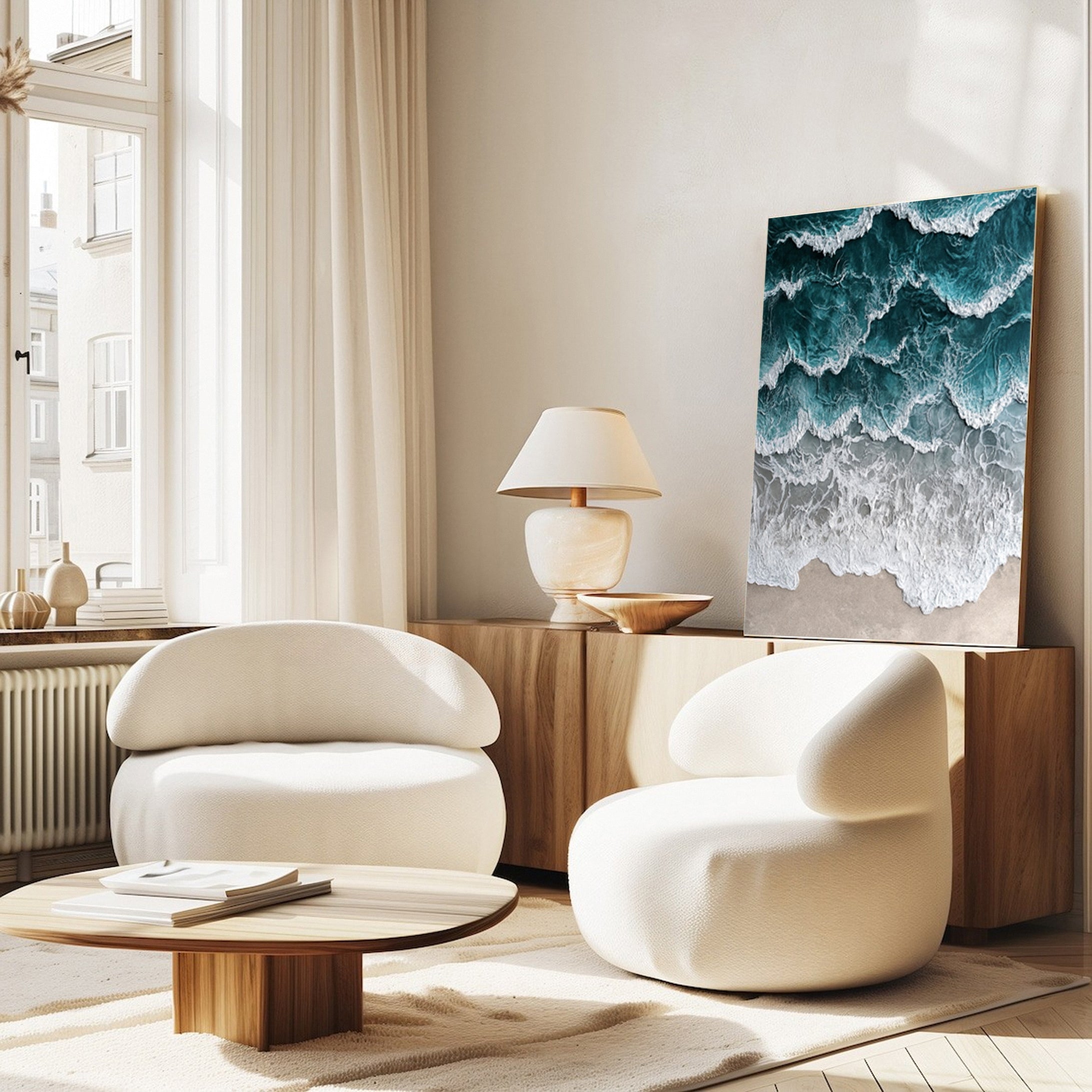 Large Textured Seascape Painting for Living Room Wall Art #OS 034