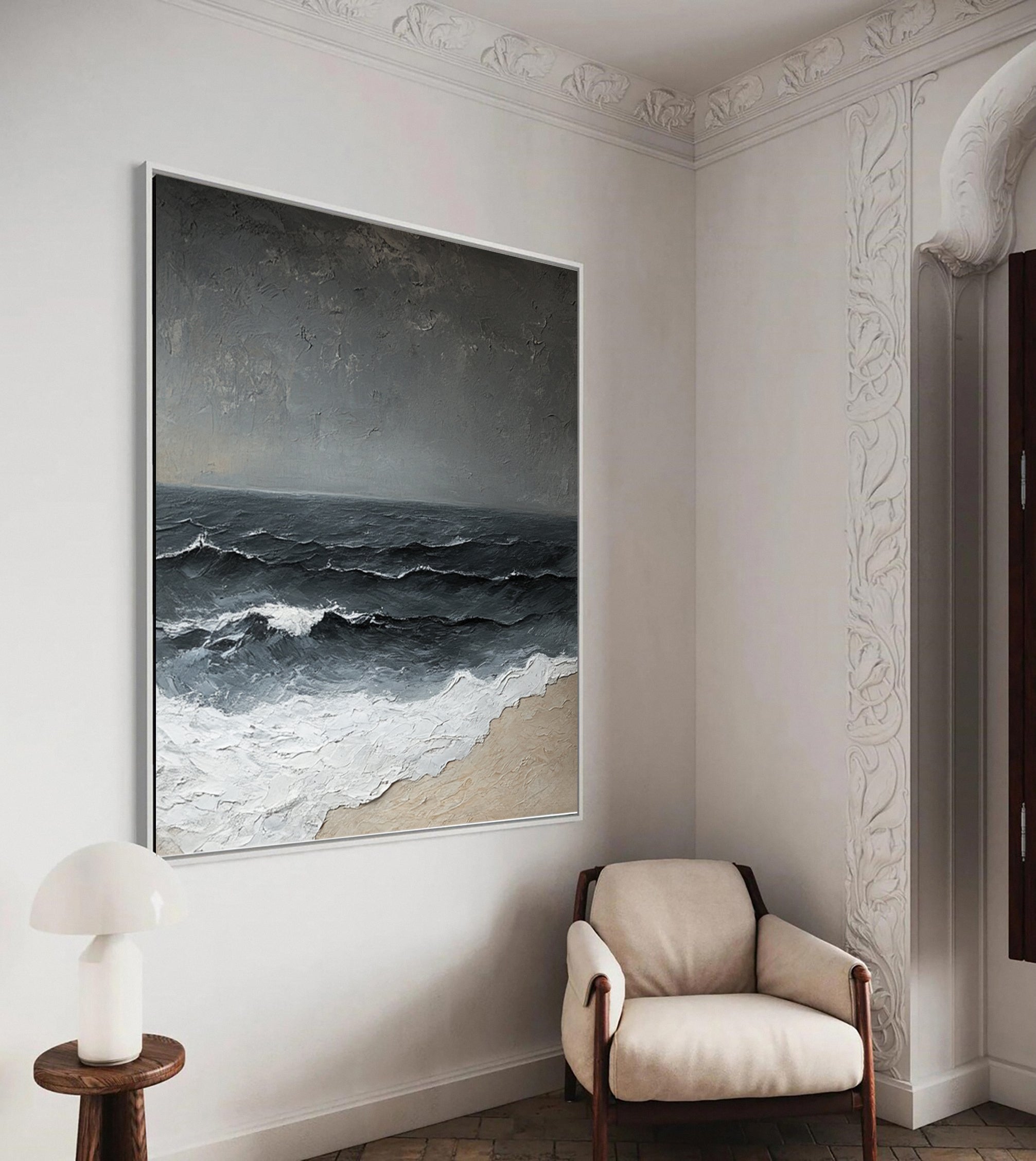 Dynamic Ocean Wave Canvas Art Textured Sea Painting #OS 070