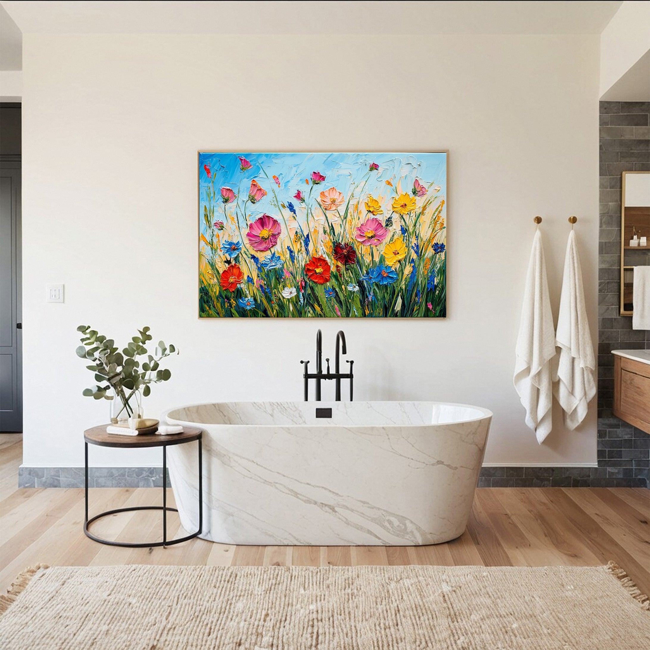 Lively Meadow Flowers Canvas Art Vivid Floral Wall Decor for Room Decor #FT 050