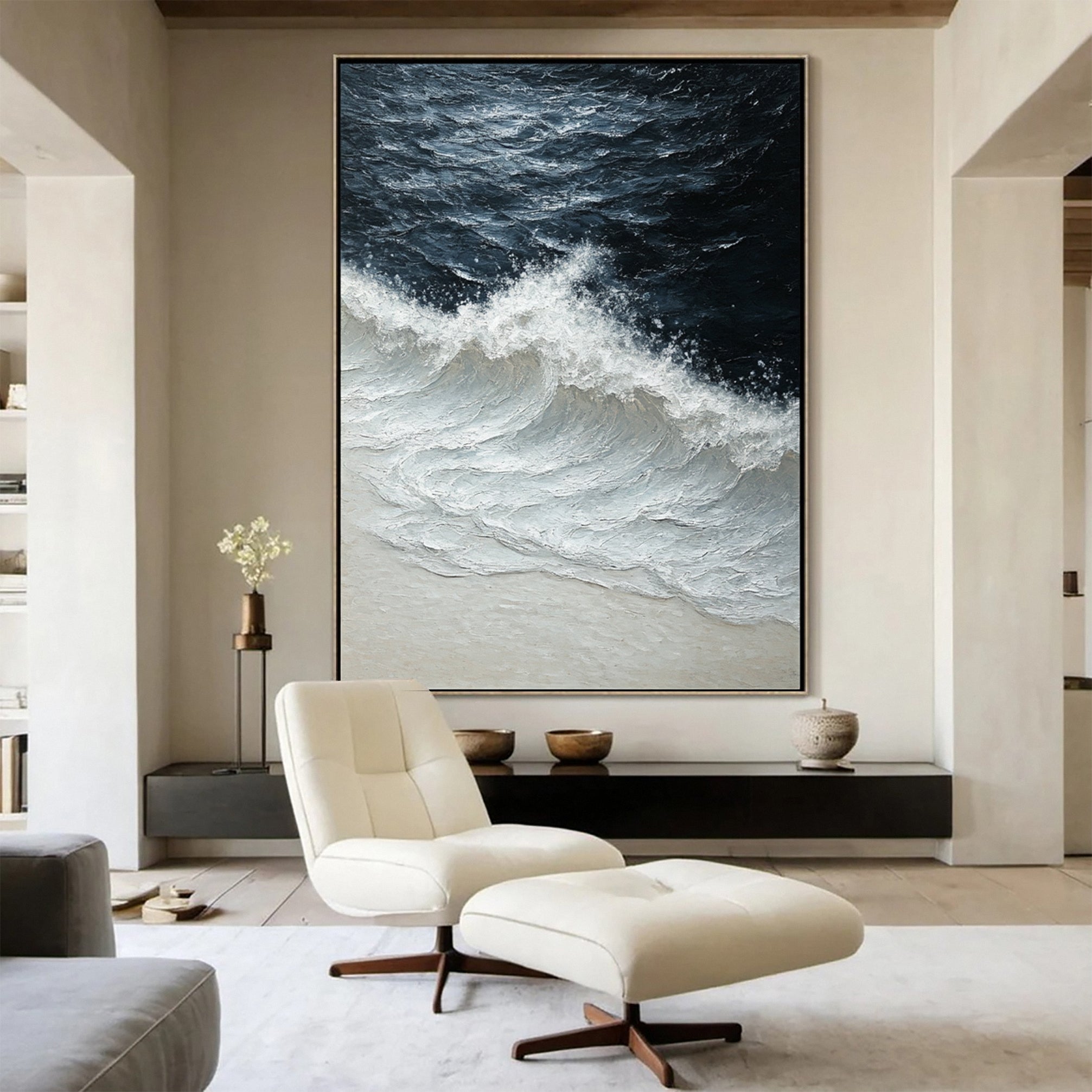 Dynamic Ocean Wave Canvas Art Textured Sea Painting #OS 063