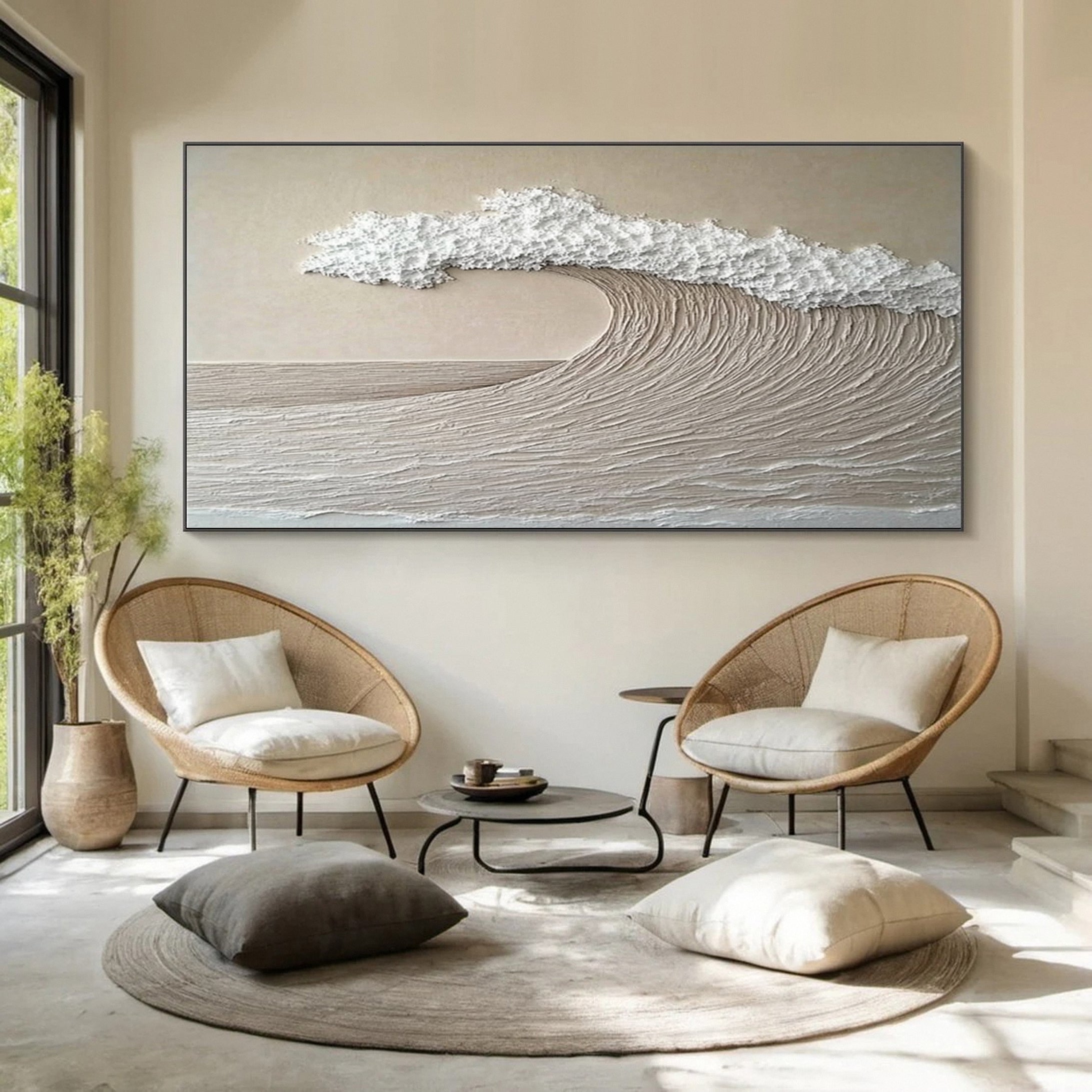 Dynamic Ocean Wave Canvas Art Textured Sea Painting #OS 073