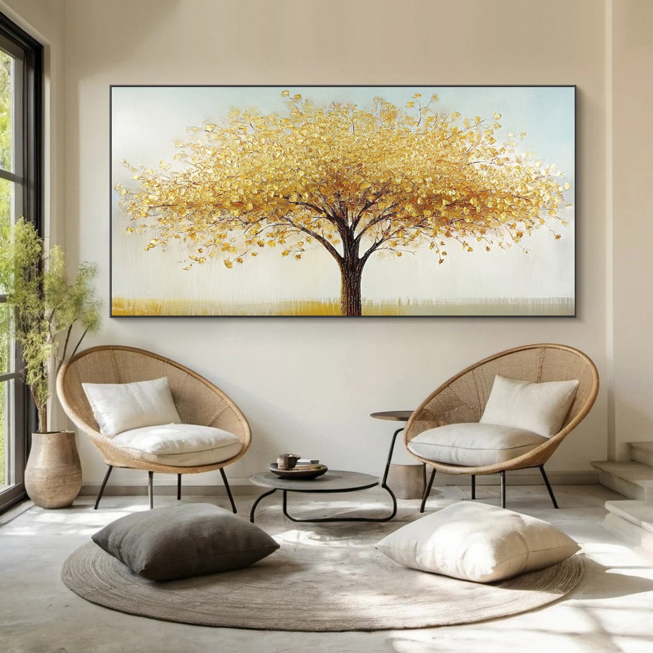 Golden Tree of Tranquility Canvas Art Luxurious Wall Decor #FT 057