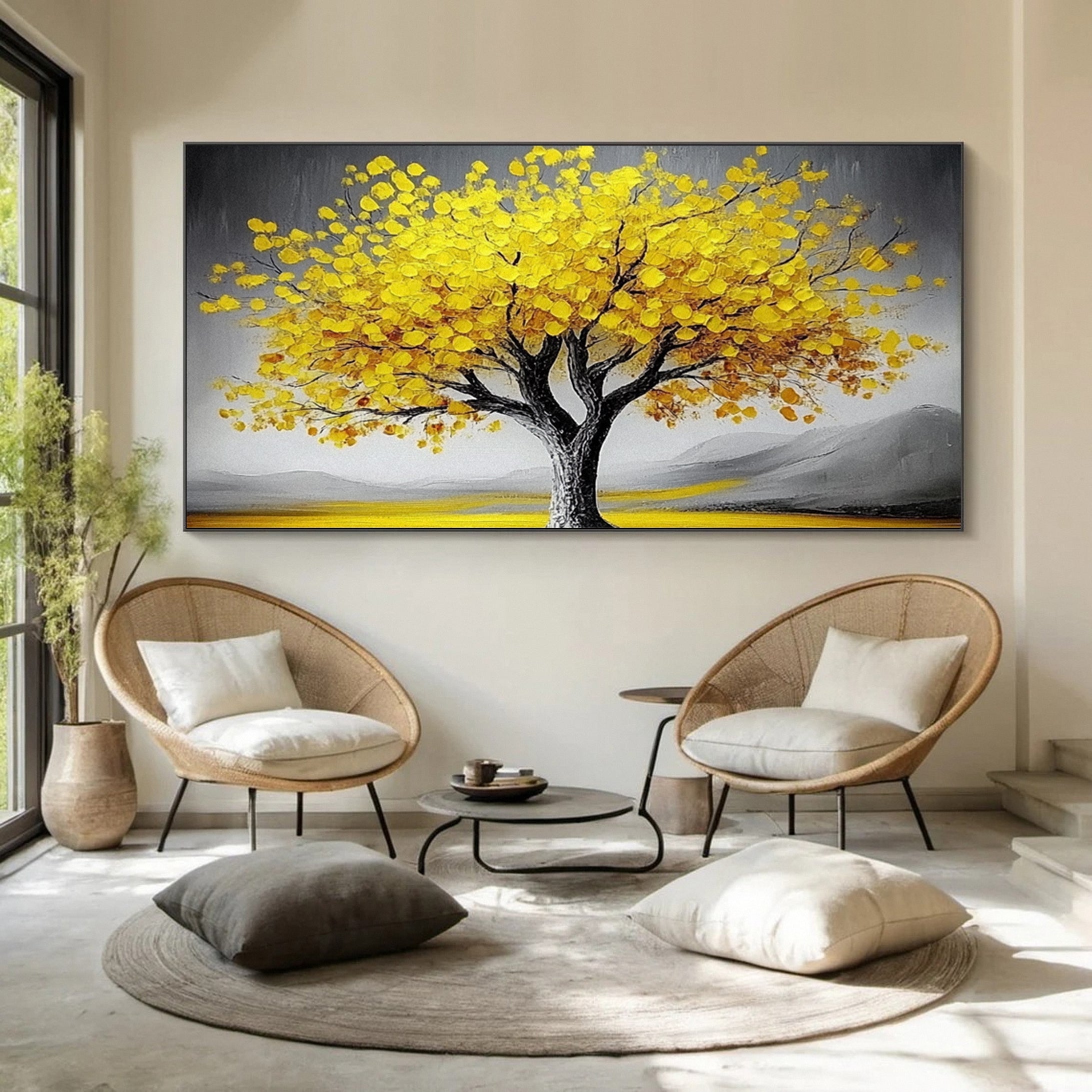 Golden Tree of Tranquility Canvas Art Luxurious Wall Decor #FT 058