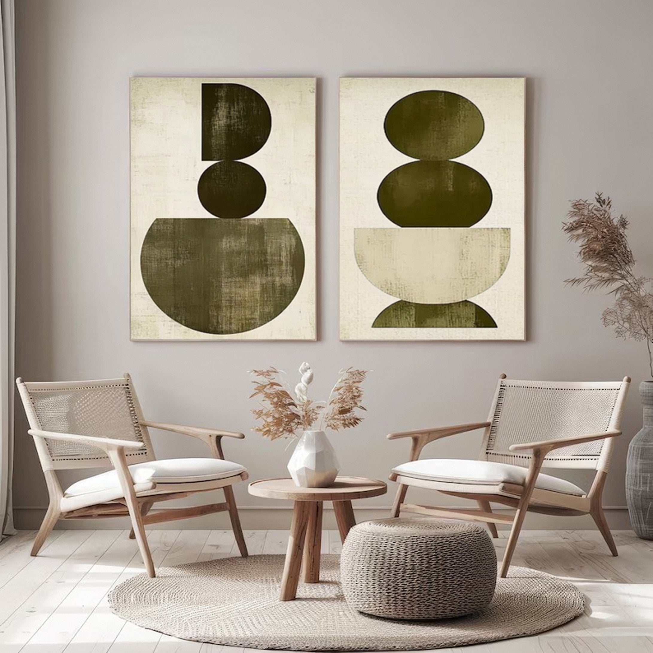 Minimalist Wabi Sabi Art Modern Canvas for Home Decor Set Of 2 #BBS 015