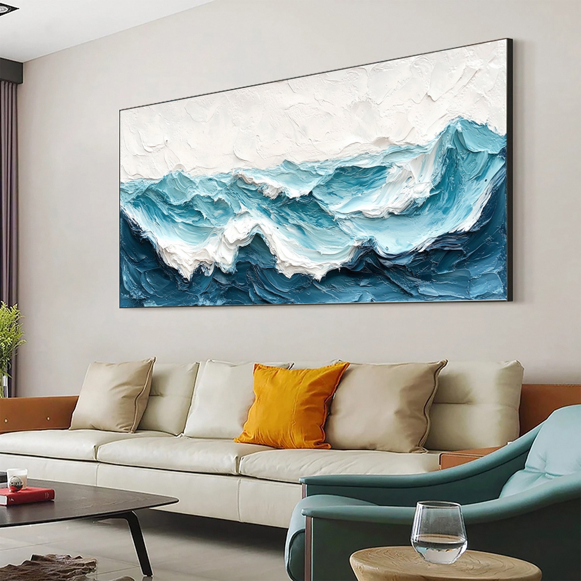 Large Abstract Sea Waves Artwork for Contemporary Wall Decor #OS 057