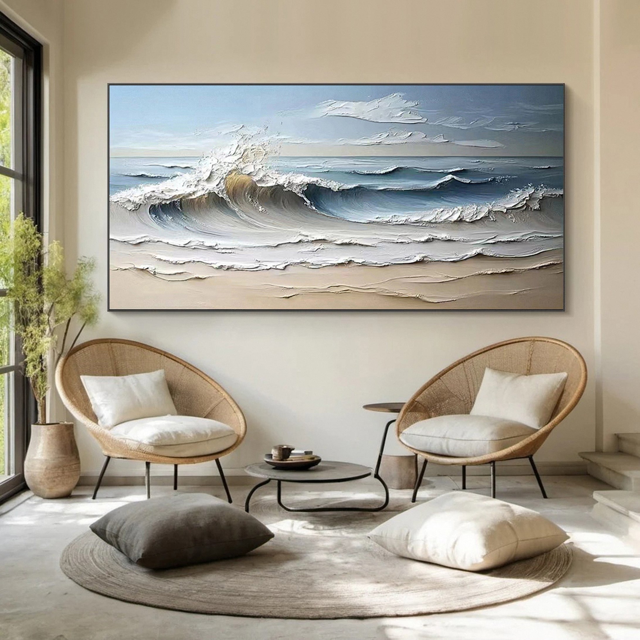 Large Textured Seascape Painting for Living Room Wall Art #OS 030