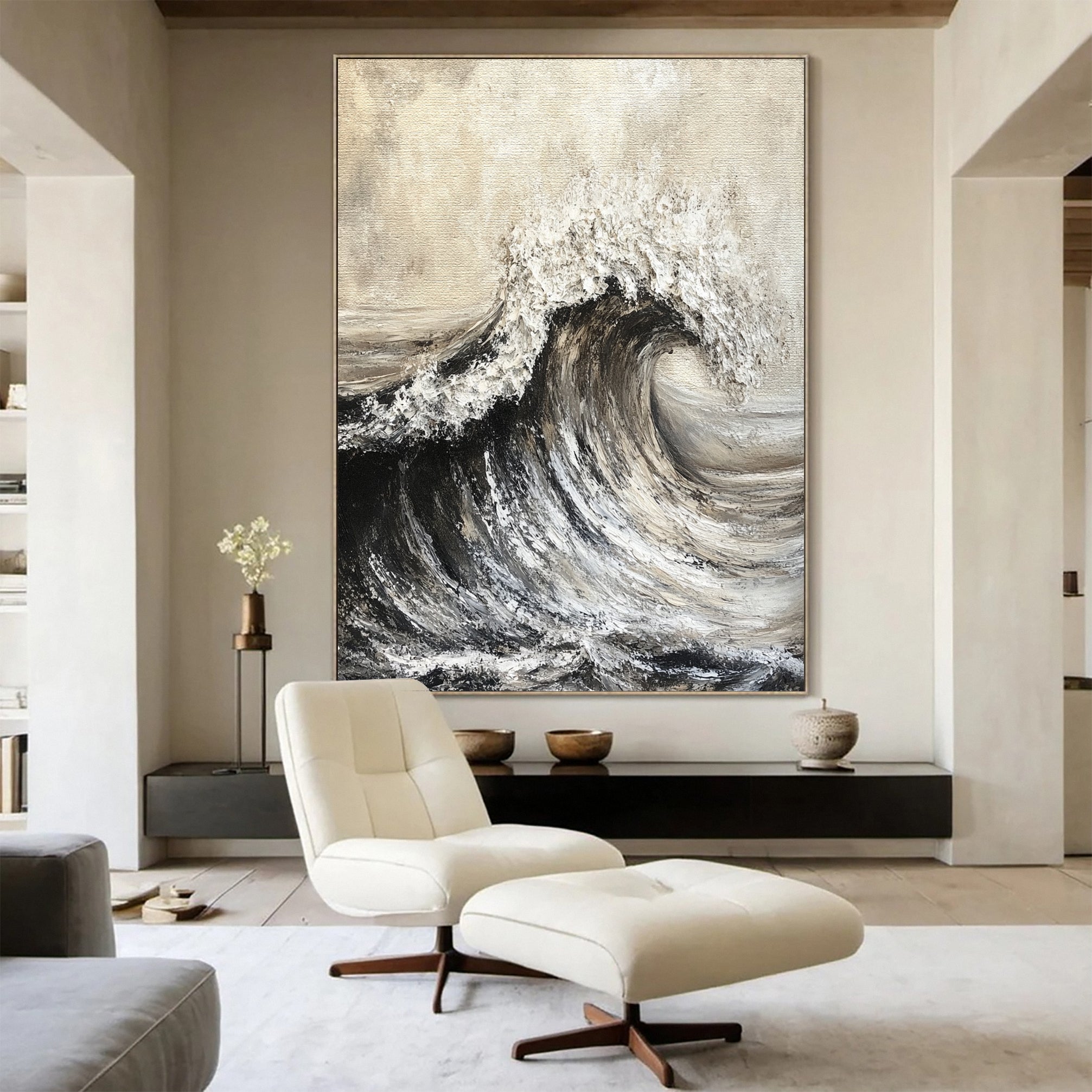 Dynamic Ocean Wave Canvas Art Textured Sea Painting #OS 068