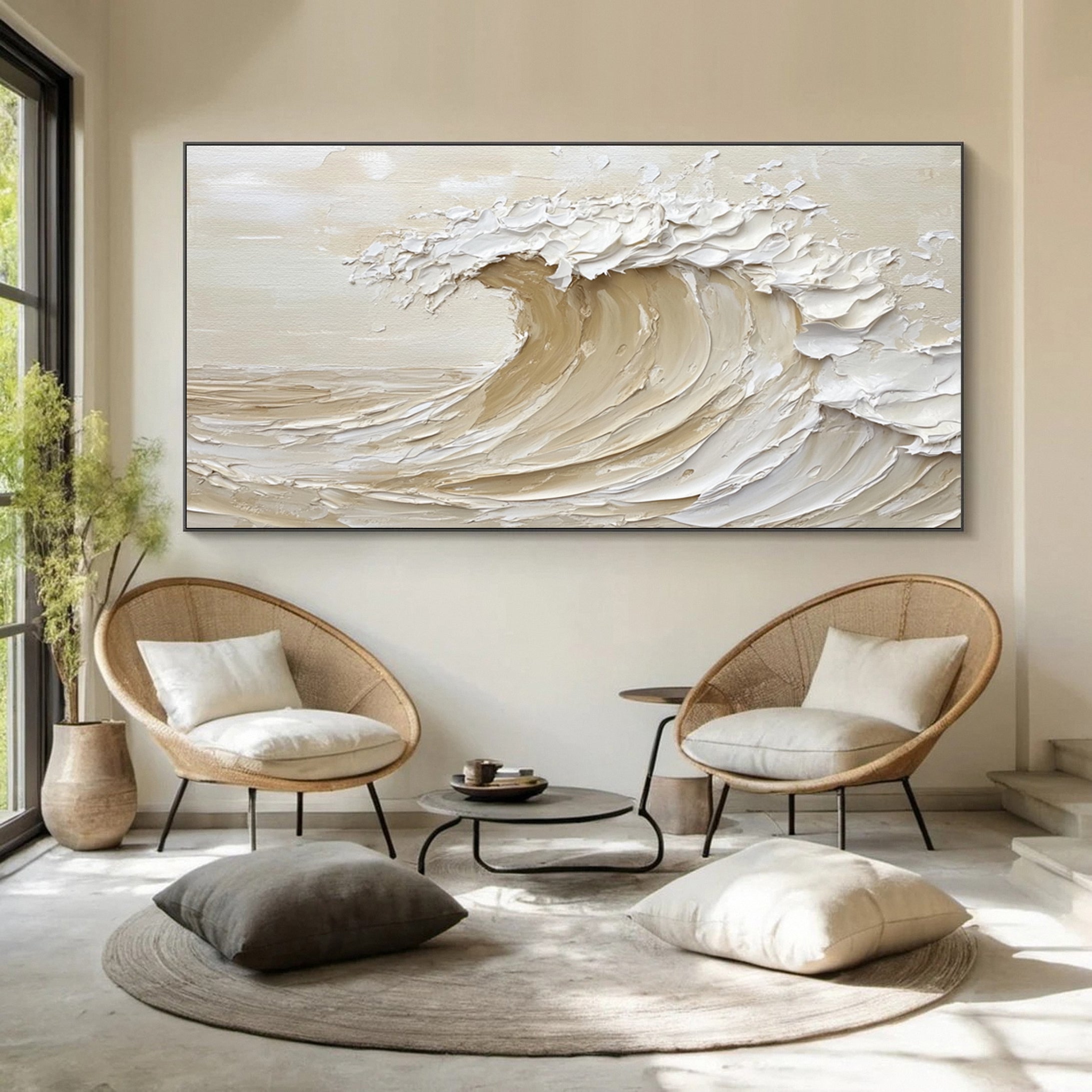 Dynamic Ocean Wave Canvas Art Textured Sea Painting #OS 072