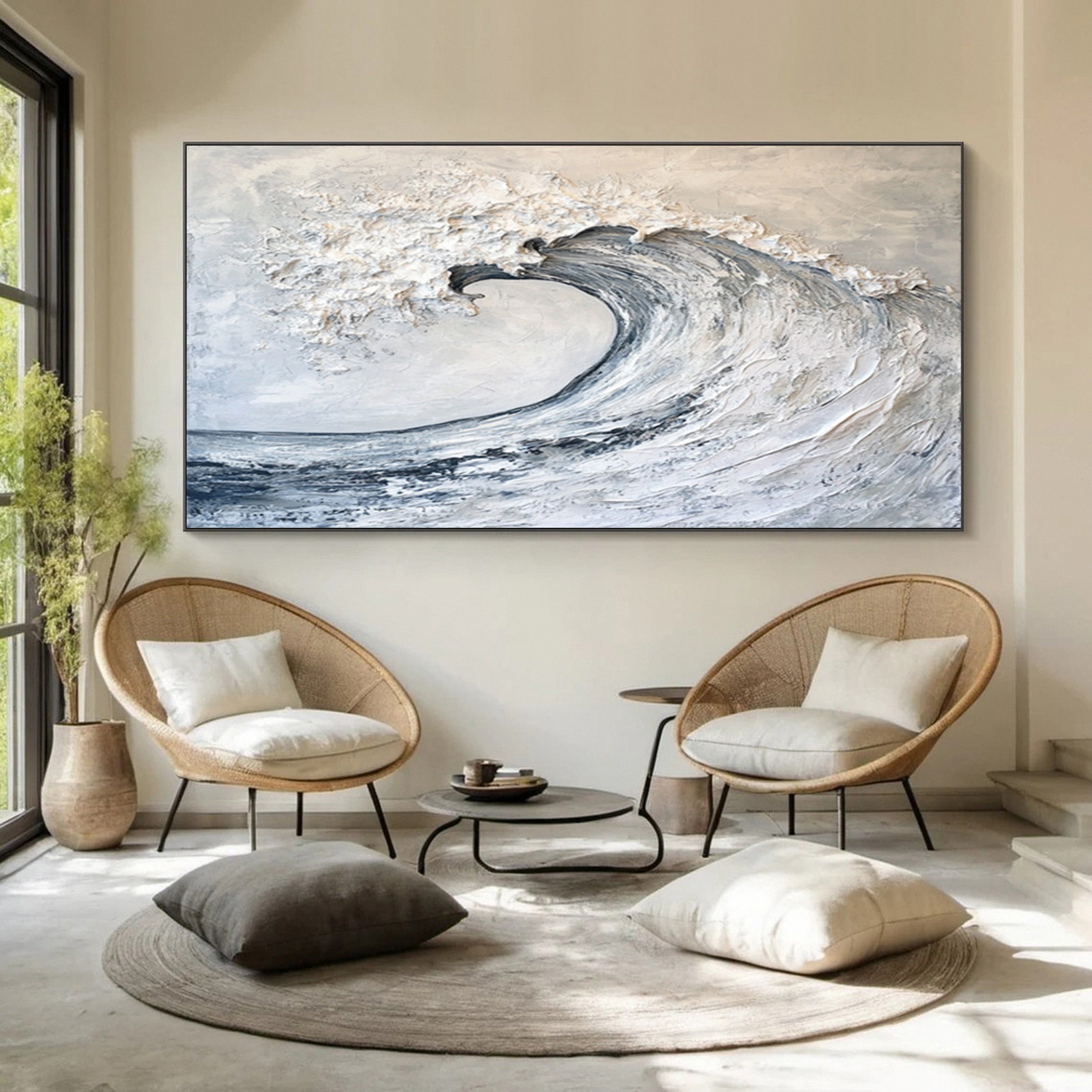 Large Abstract Sea Waves Artwork for Contemporary Wall Decor #OS 052