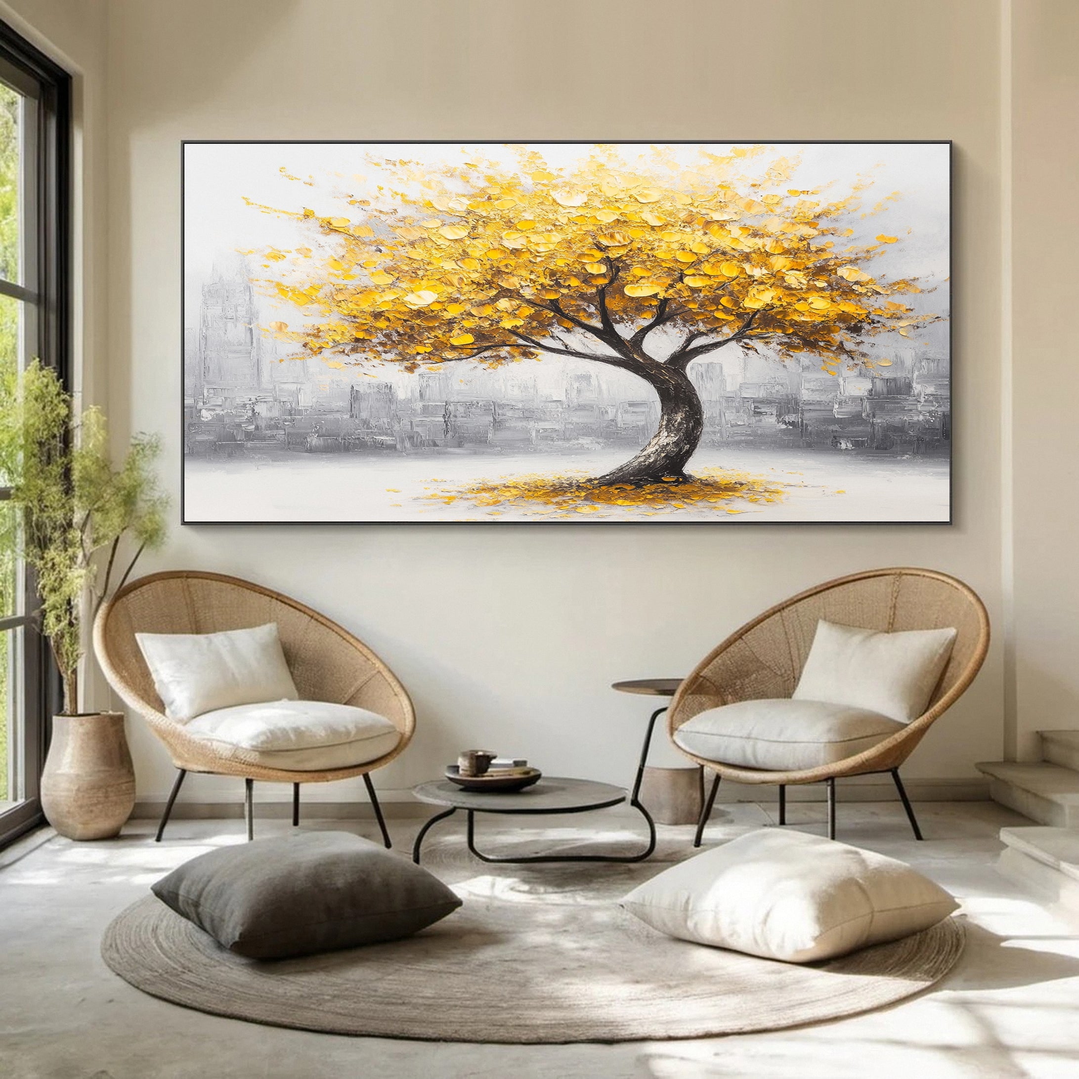 Golden Tree of Tranquility Canvas Art Luxurious Wall Decor #FT 060