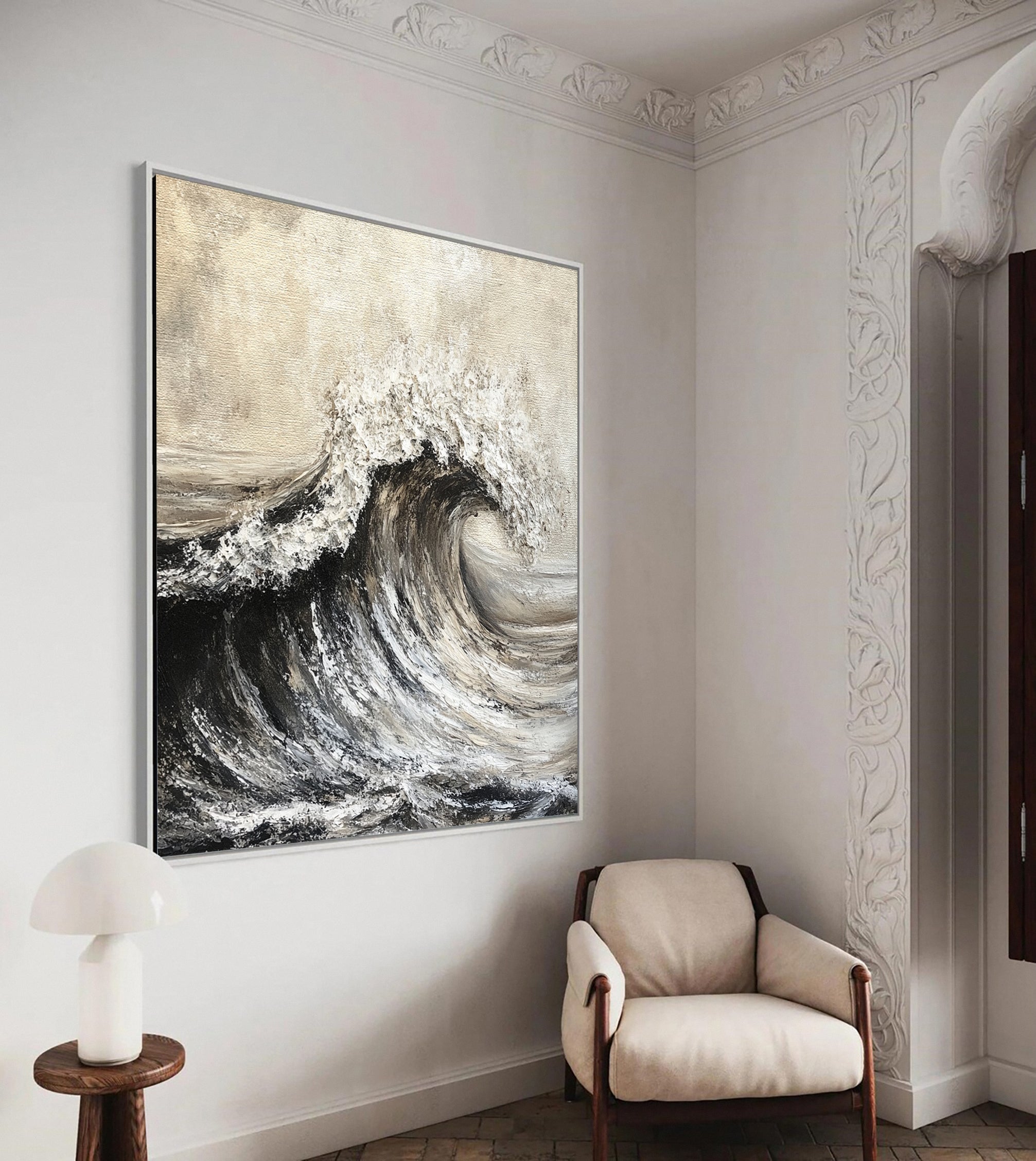 Dynamic Ocean Wave Canvas Art Textured Sea Painting #OS 068