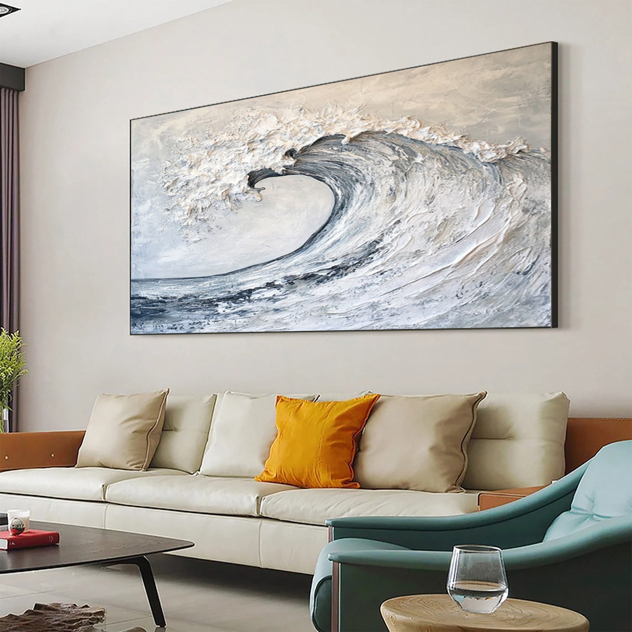 Large Abstract Sea Waves Artwork for Contemporary Wall Decor #OS 052