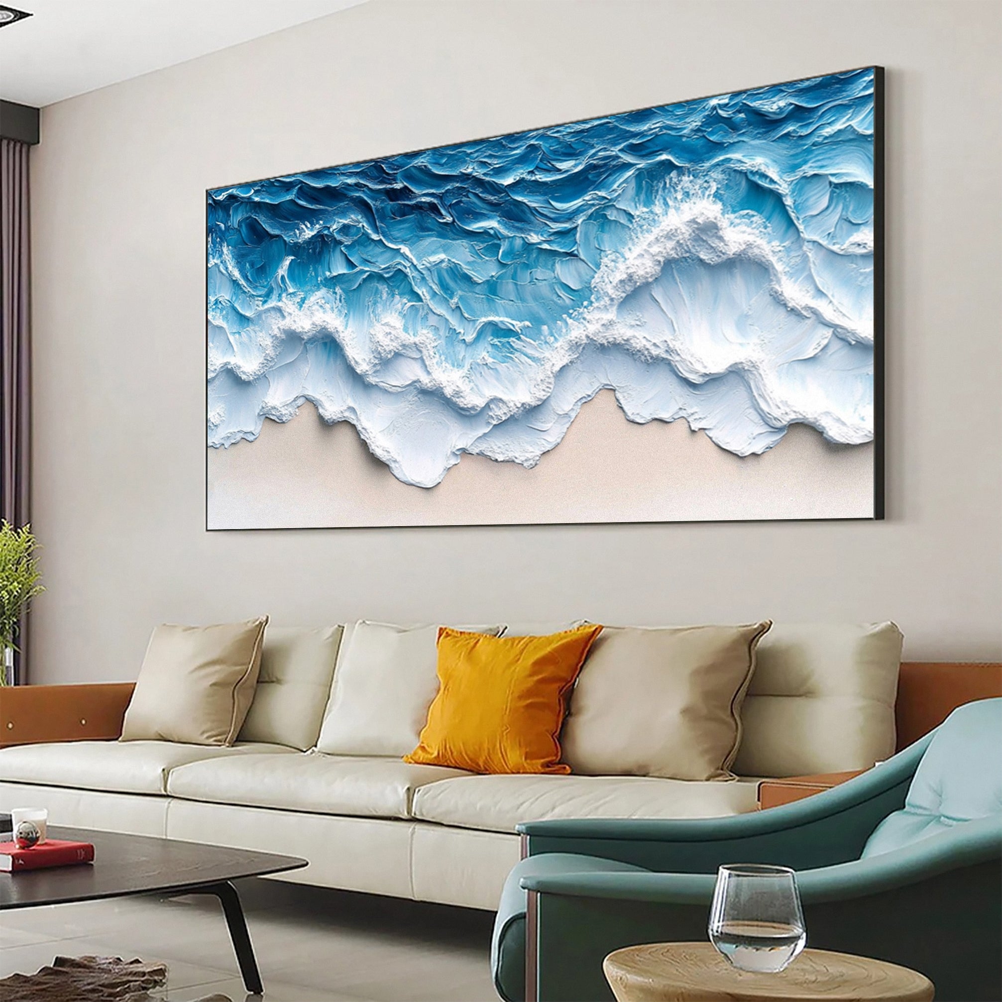 Large Textured Seascape Painting for Living Room Wall Art #OS 033