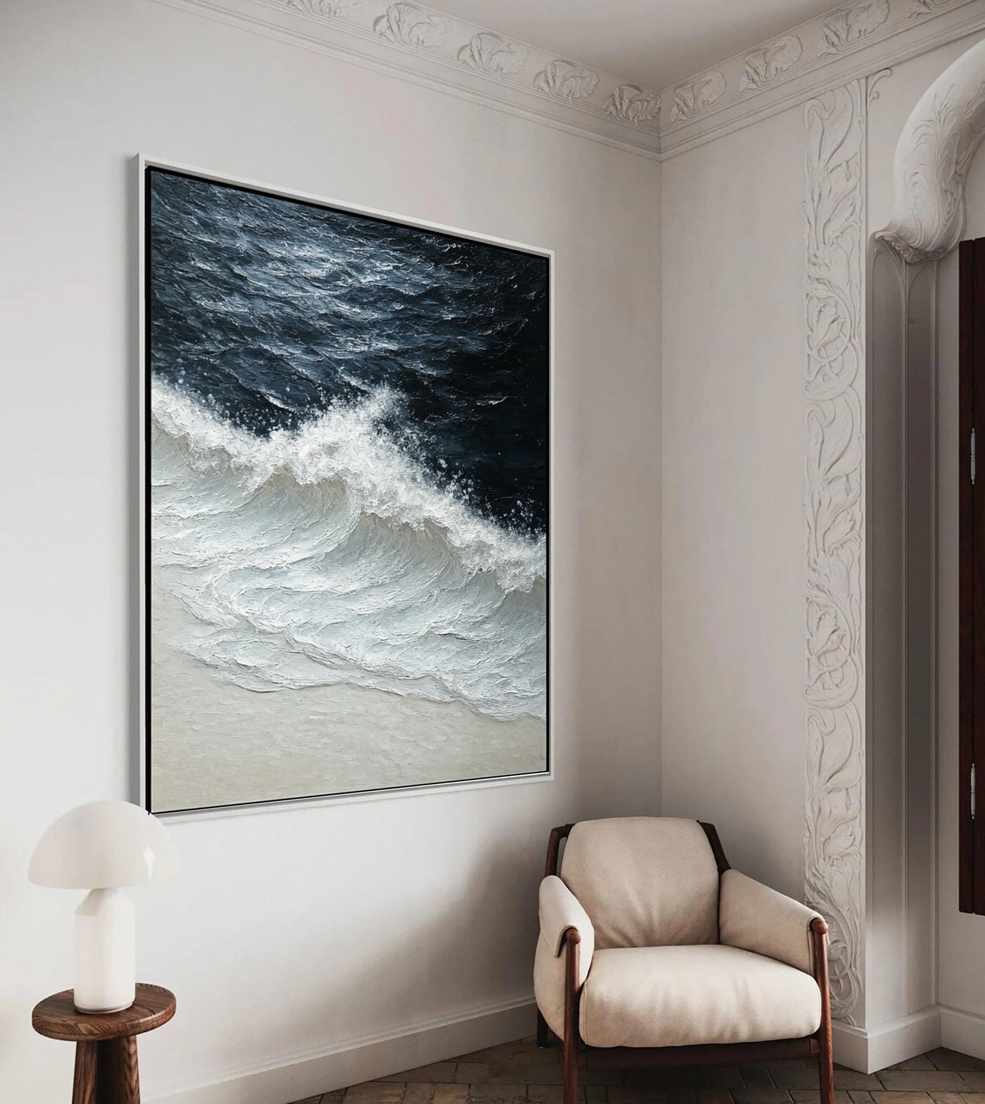 Dynamic Ocean Wave Canvas Art Textured Sea Painting #OS 063