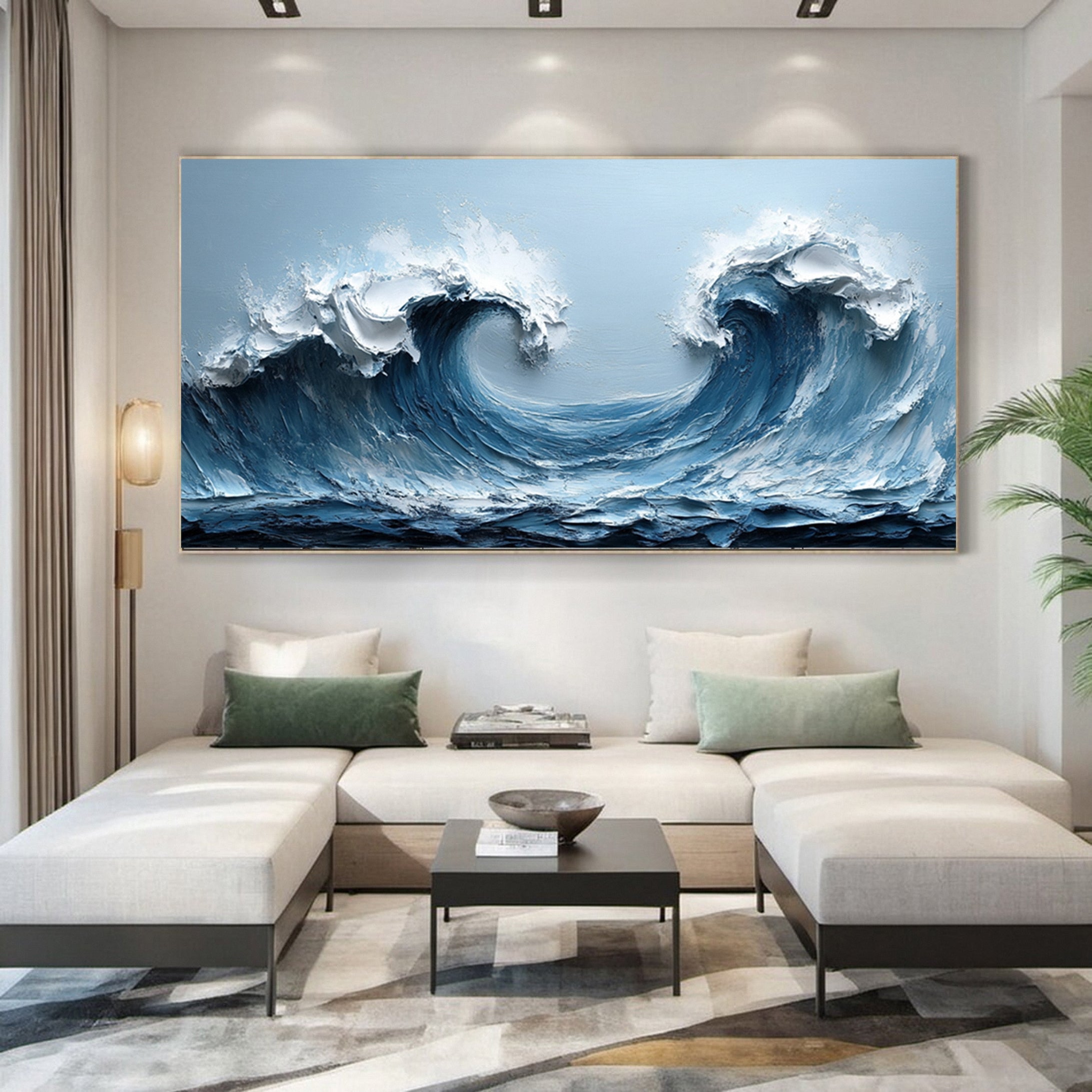 Large Abstract Sea Waves Artwork for Contemporary Wall Decor #OS 055