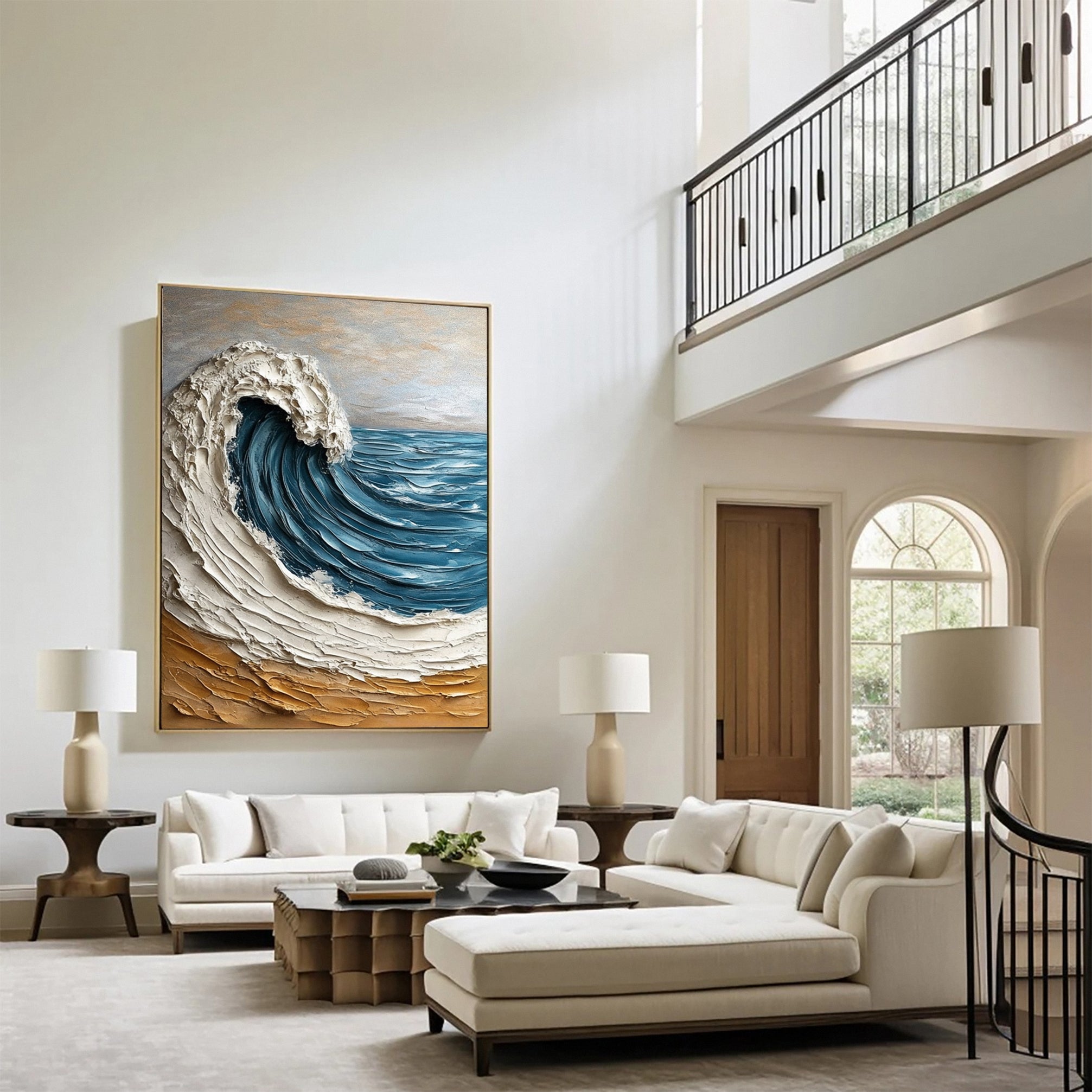 Modern Ocean Wave Canvas Textured Abstract Art for Home Decor #OS 061