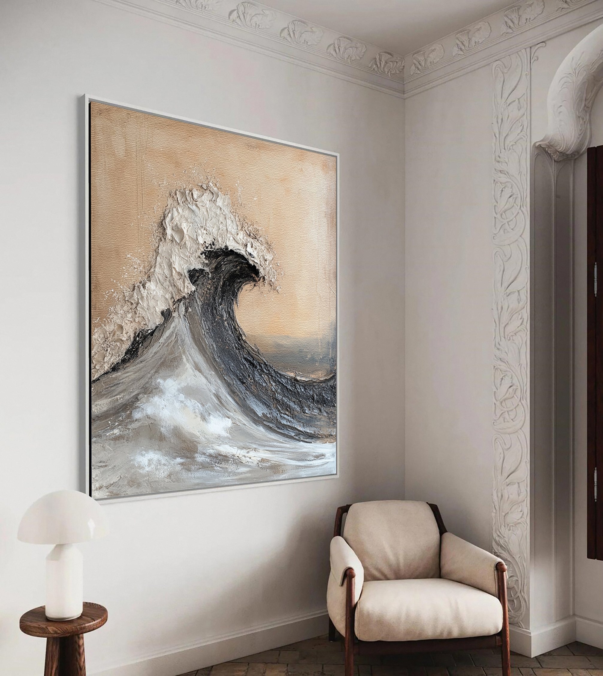 Dynamic Ocean Wave Canvas Art Textured Sea Painting #OS 069