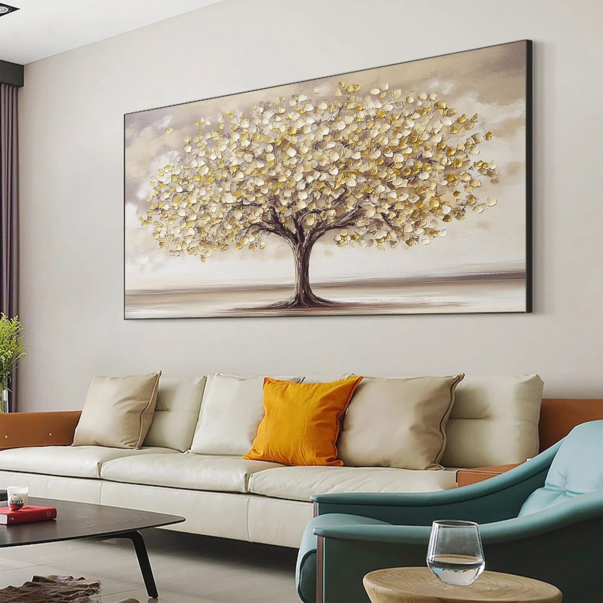 Golden Tree of Tranquility Canvas Art Luxurious Wall Decor #FT 056