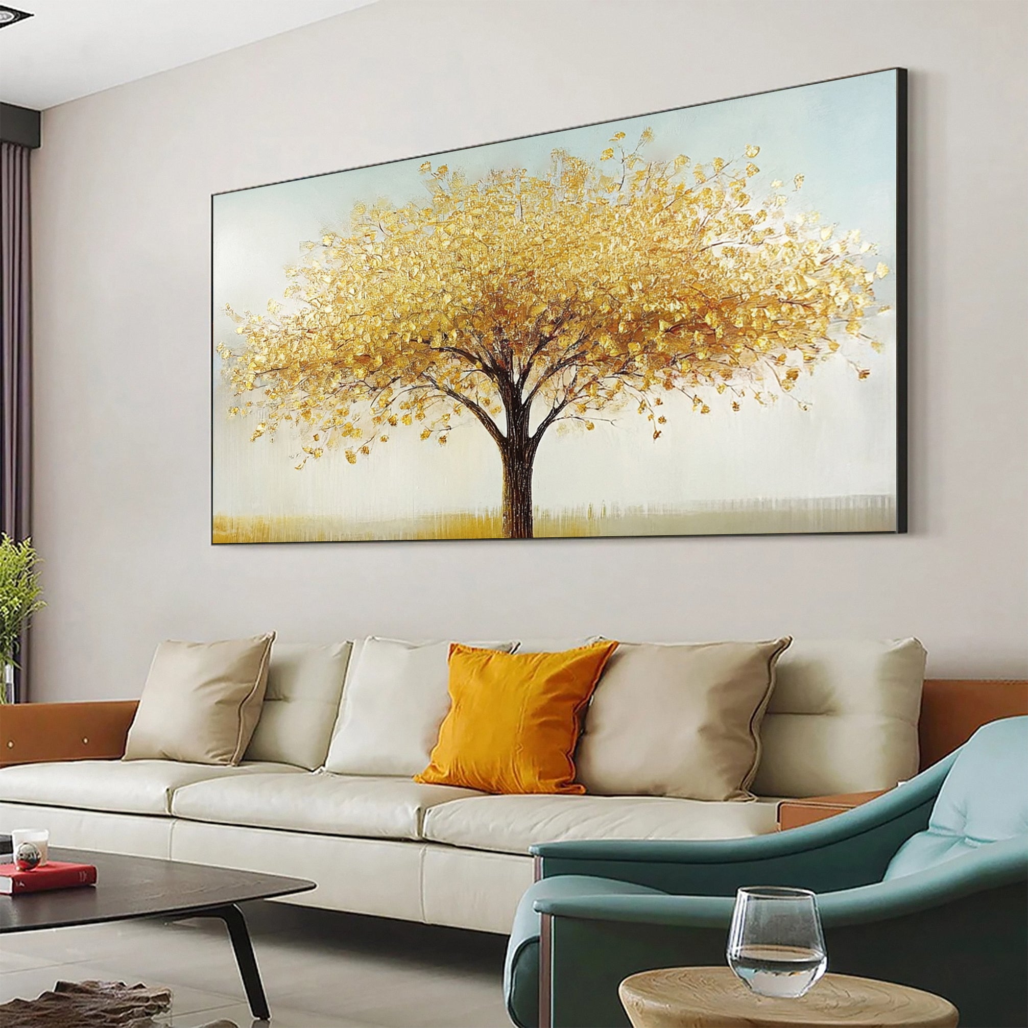 Golden Tree of Tranquility Canvas Art Luxurious Wall Decor #FT 057