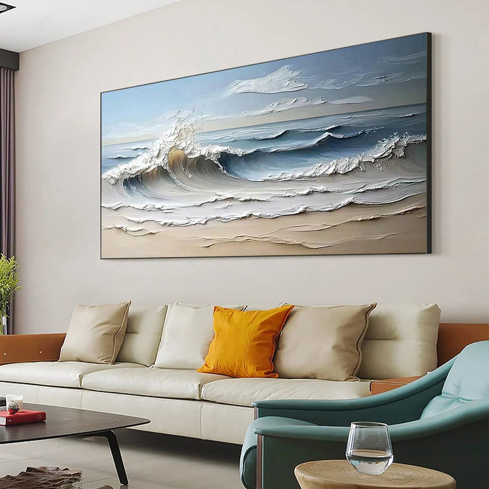 Large Textured Seascape Painting for Living Room Wall Art #OS 030