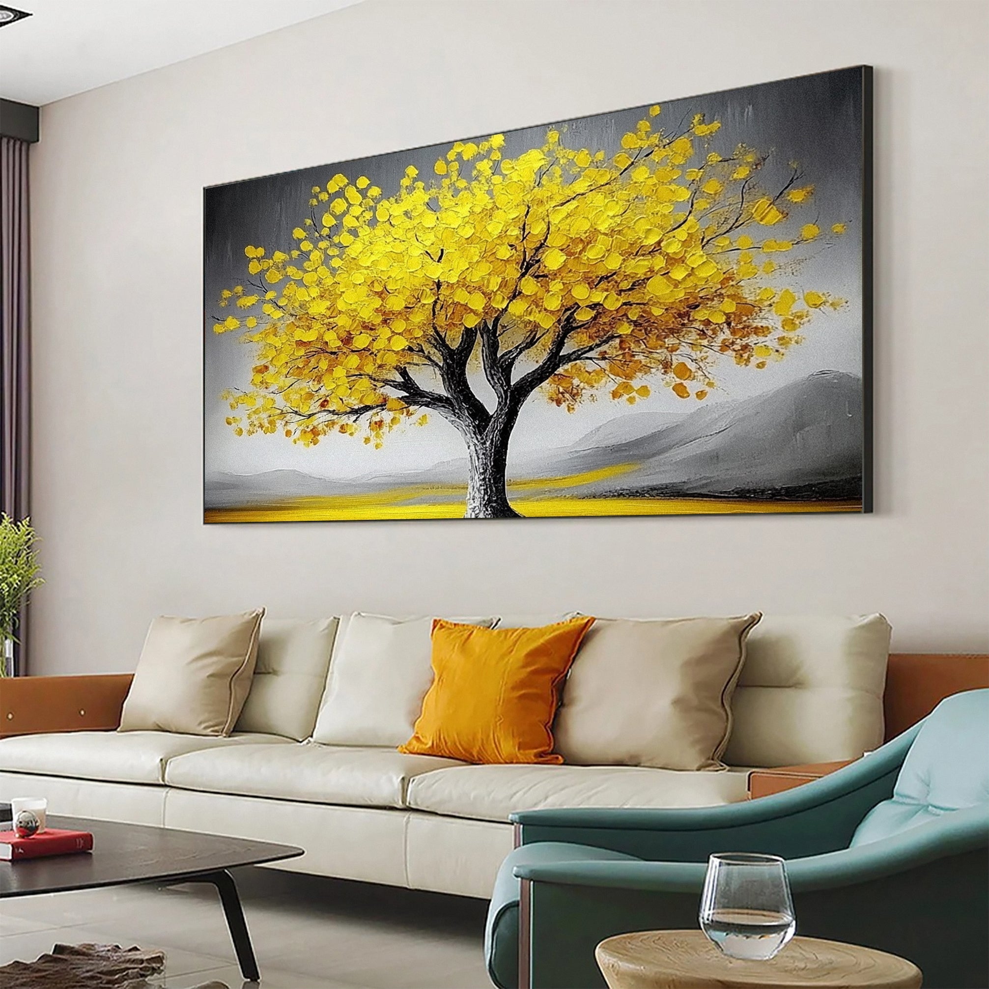 Golden Tree of Tranquility Canvas Art Luxurious Wall Decor #FT 058