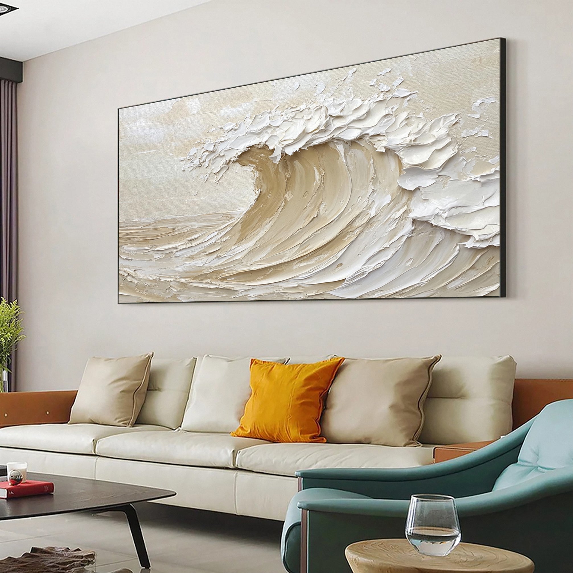 Dynamic Ocean Wave Canvas Art Textured Sea Painting #OS 072