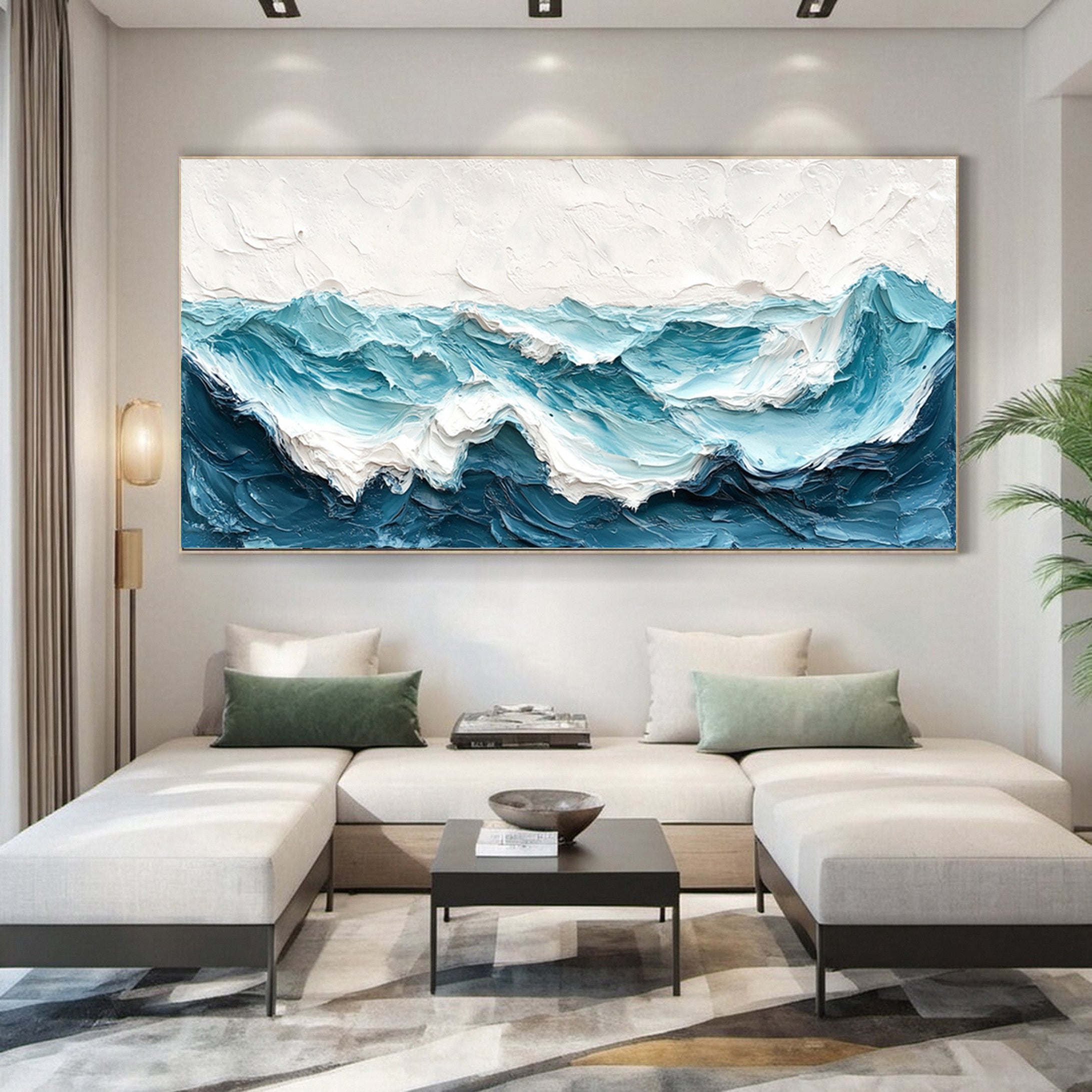 Large Abstract Sea Waves Artwork for Contemporary Wall Decor #OS 057