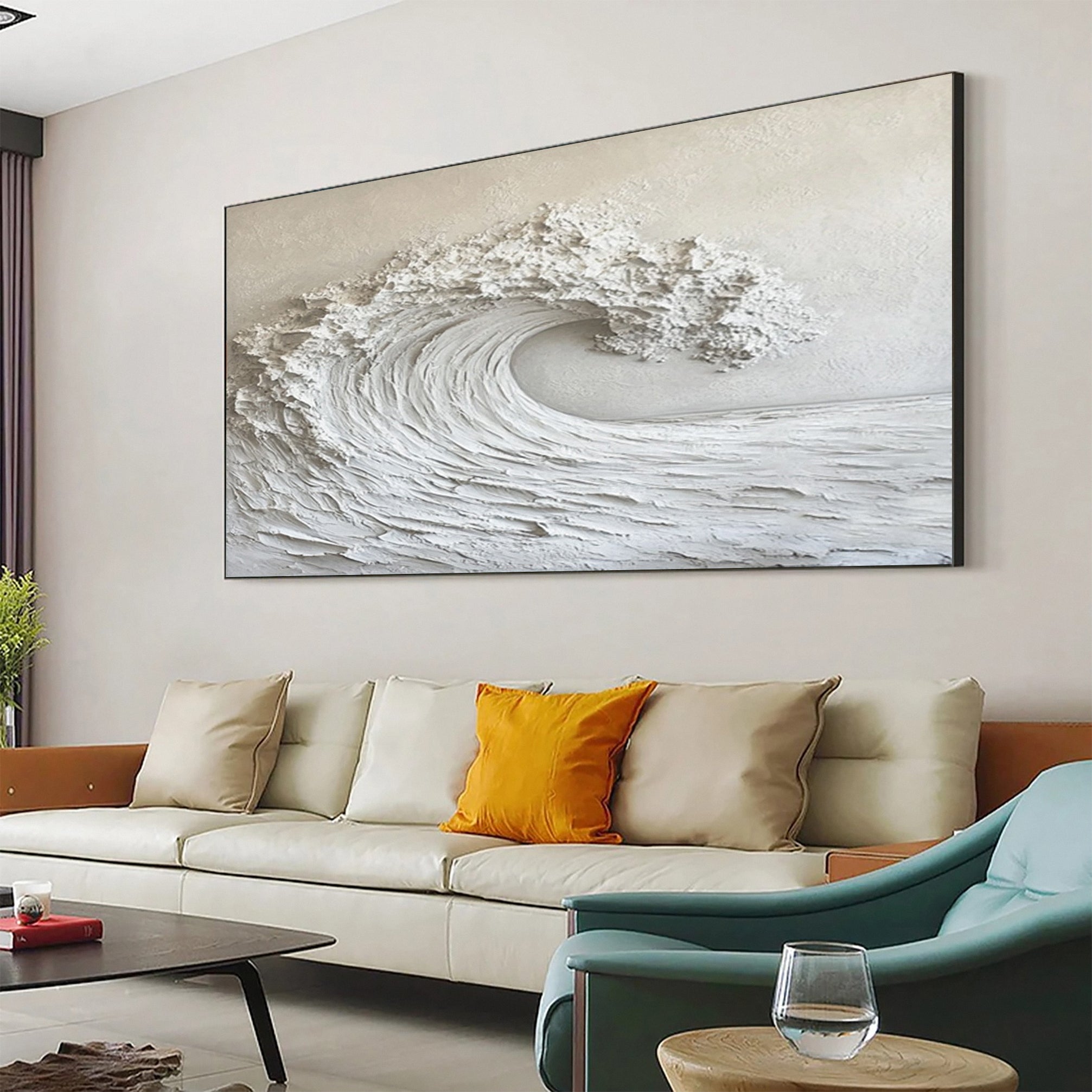 Large Abstract Sea Waves Artwork for Contemporary Wall Decor #OS 053