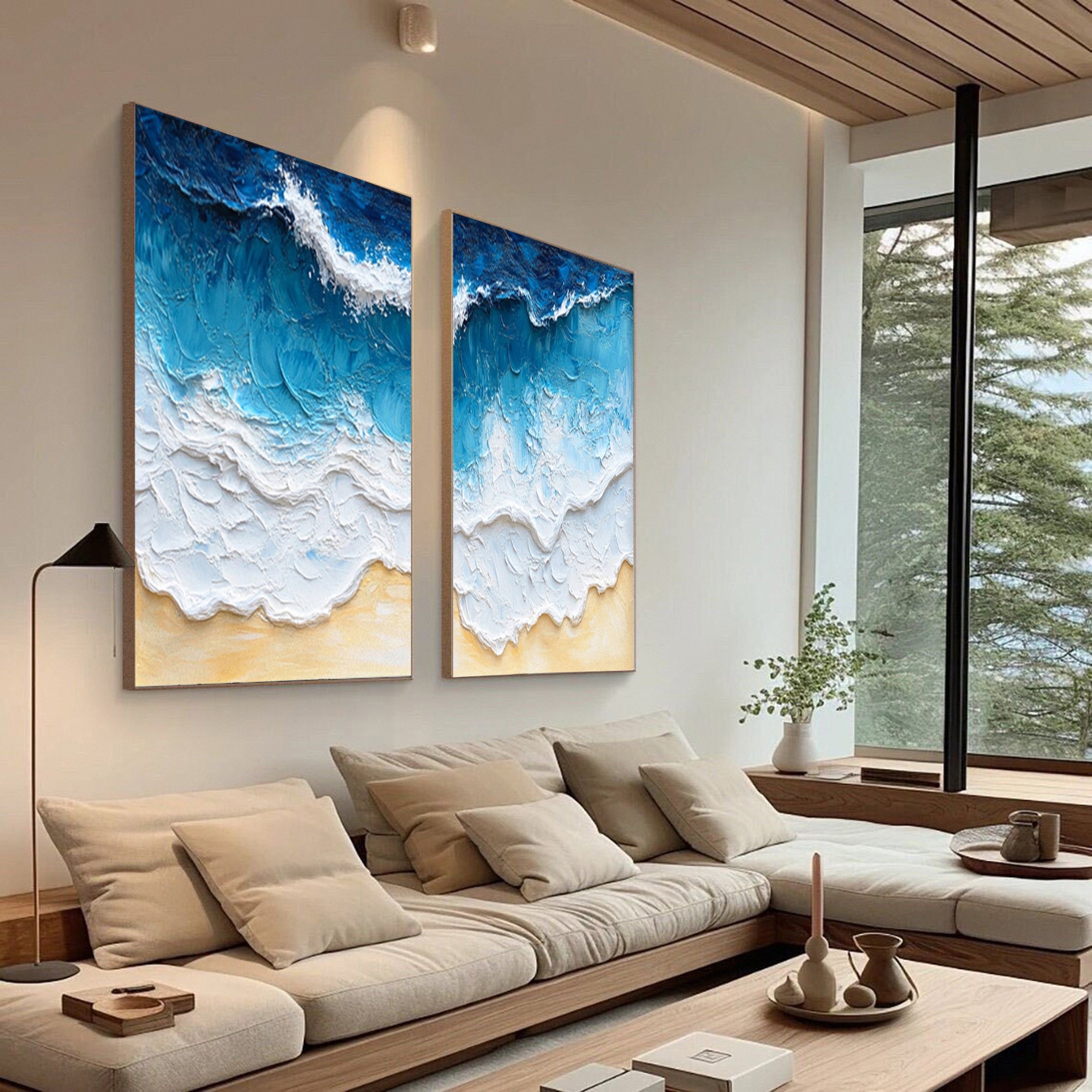 Large Textured Seascape Painting for Living Room Wall Art #OS 036