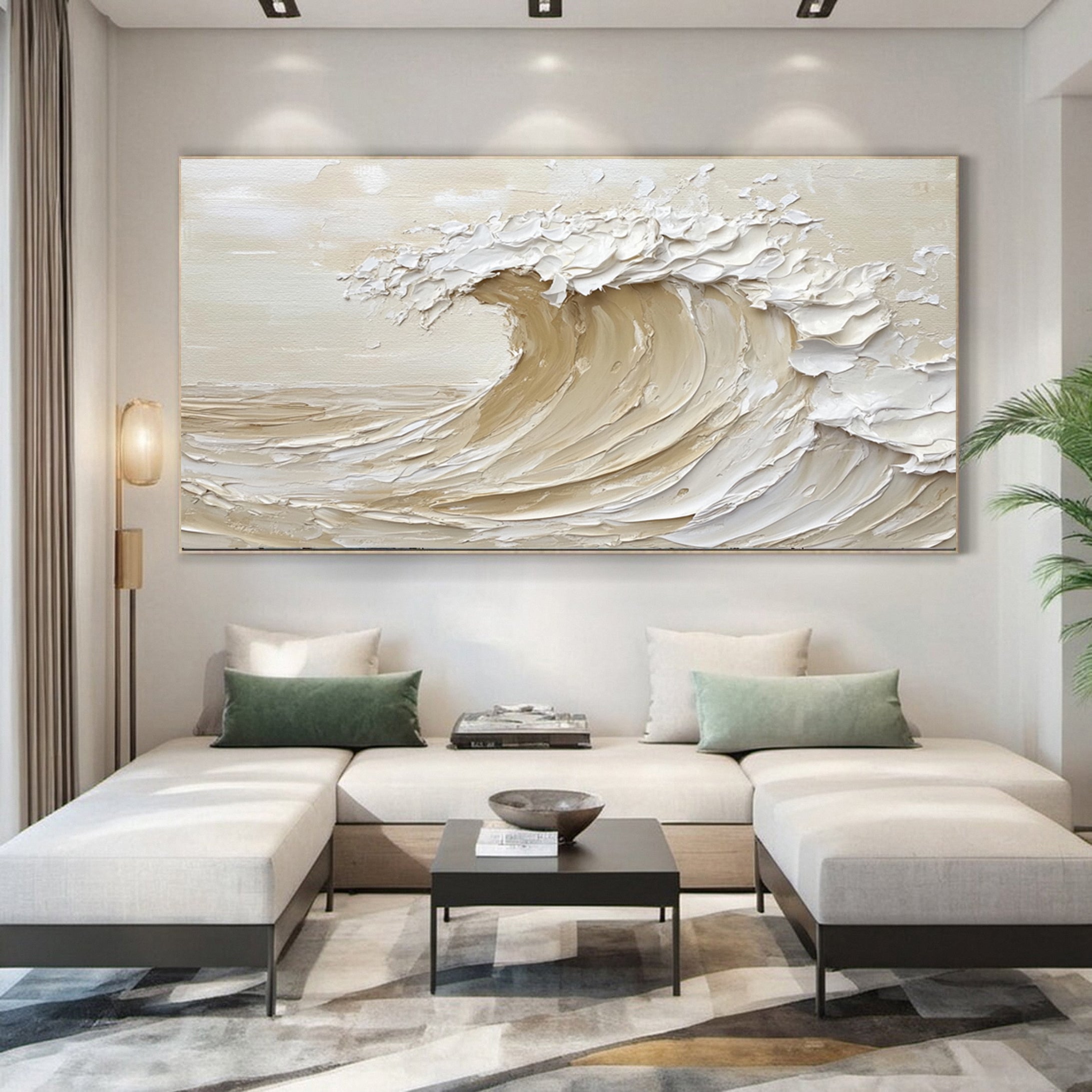 Dynamic Ocean Wave Canvas Art Textured Sea Painting #OS 072