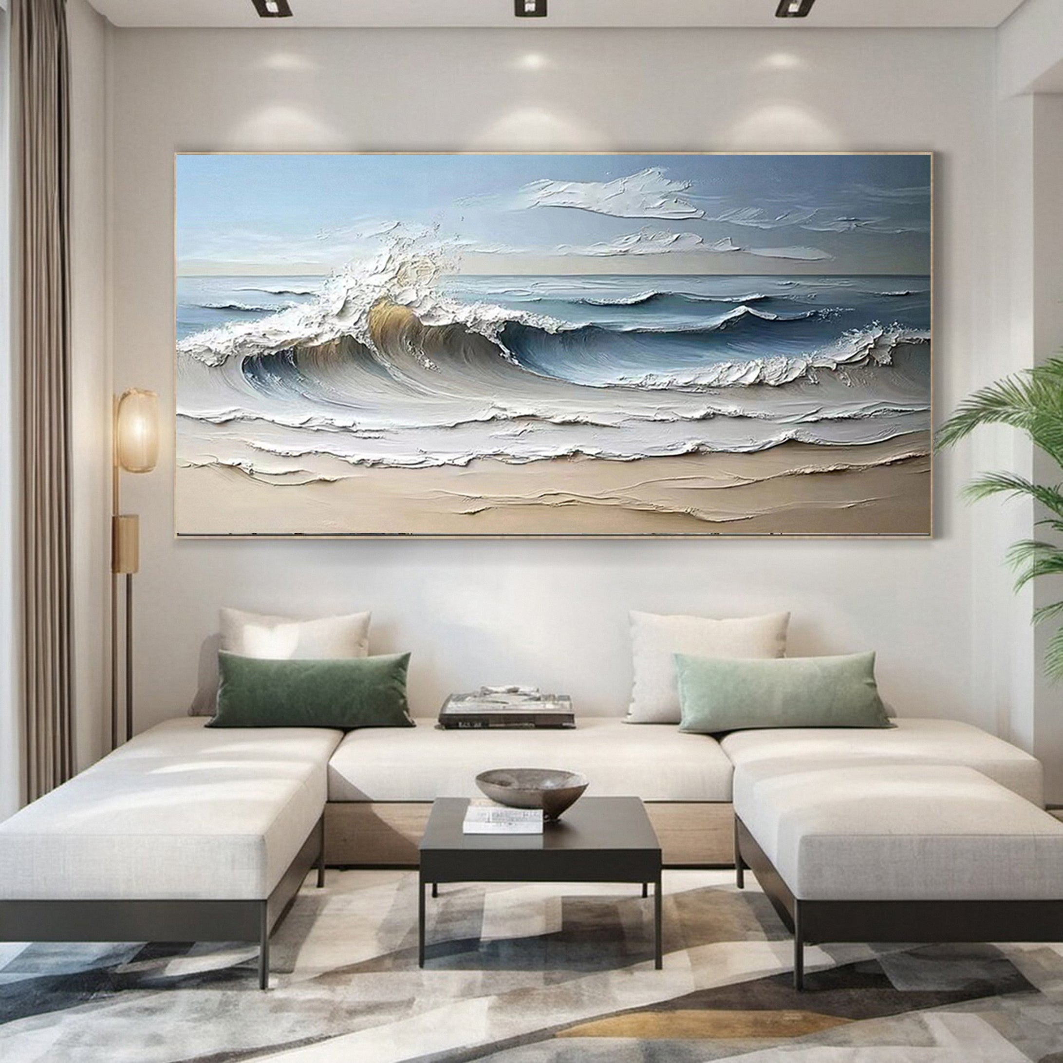 Large Textured Seascape Painting for Living Room Wall Art #OS 030