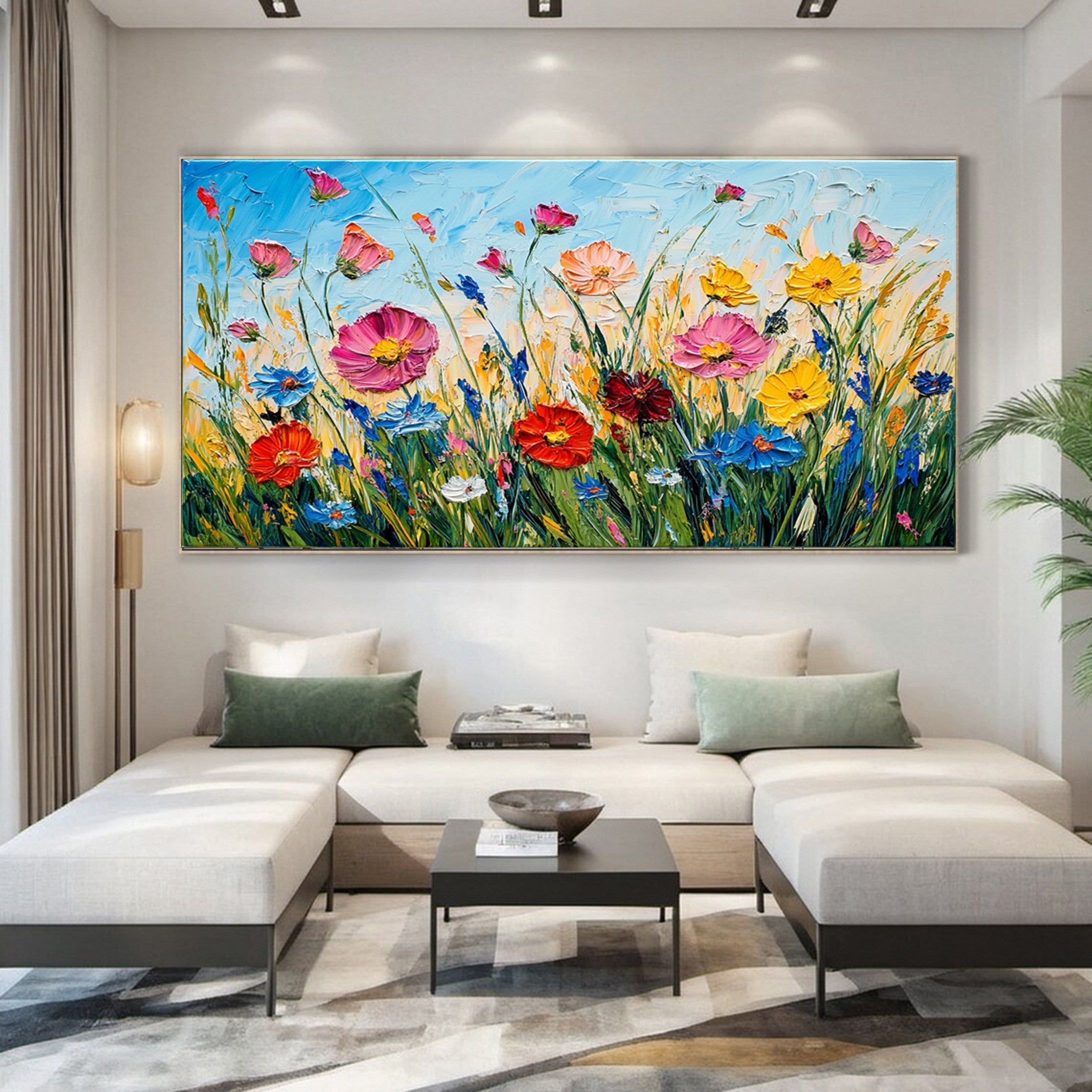 Lively Meadow Flowers Canvas Art Vivid Floral Wall Decor for Room Decor #FT 050