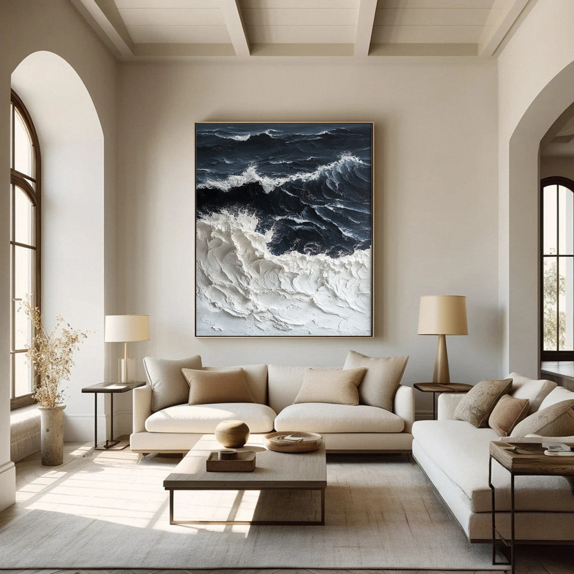 Dynamic Ocean Wave Canvas Art Textured Sea Painting #OS 064