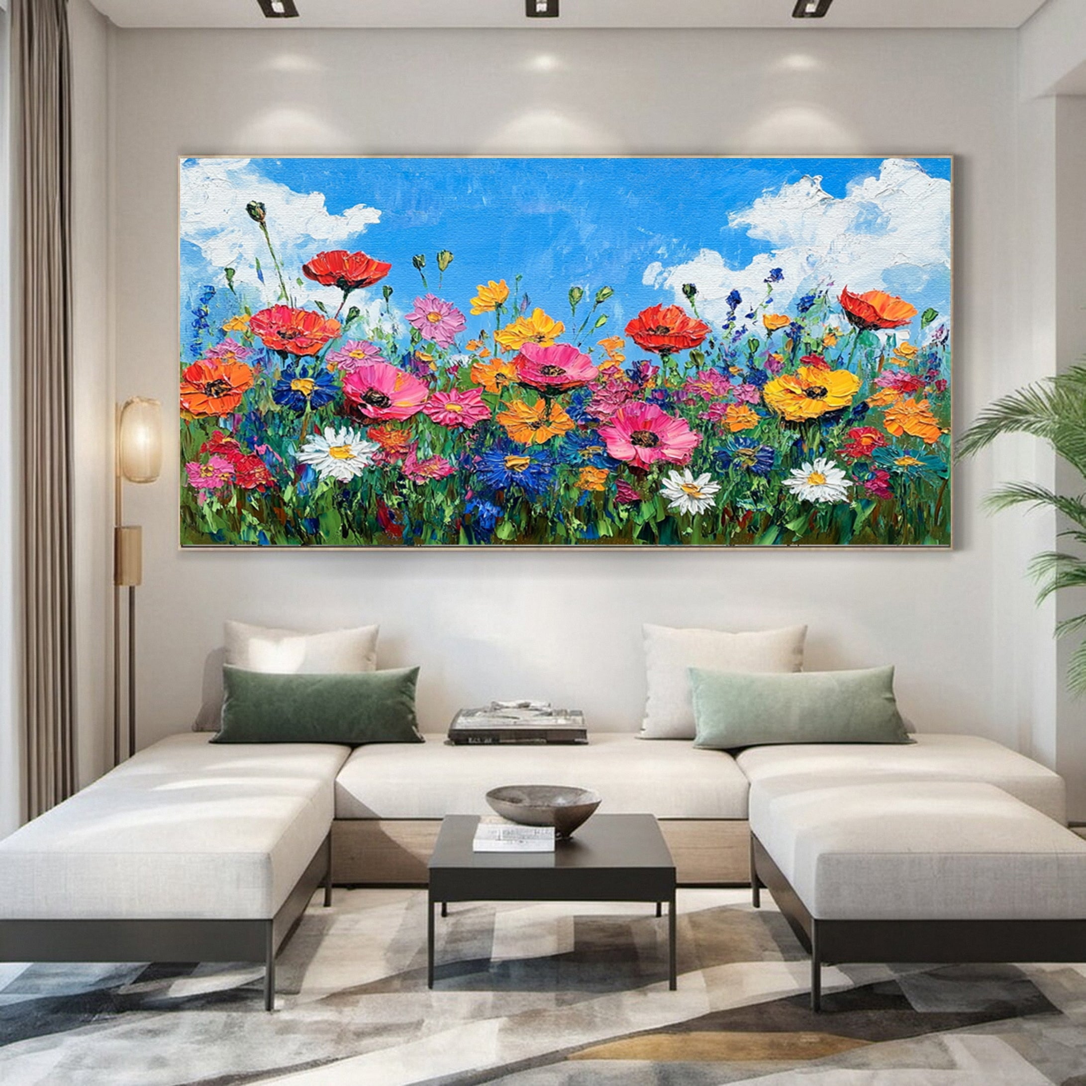 Lively Meadow Flowers Canvas Art Vivid Floral Wall Decor for Room Decor #FT 051