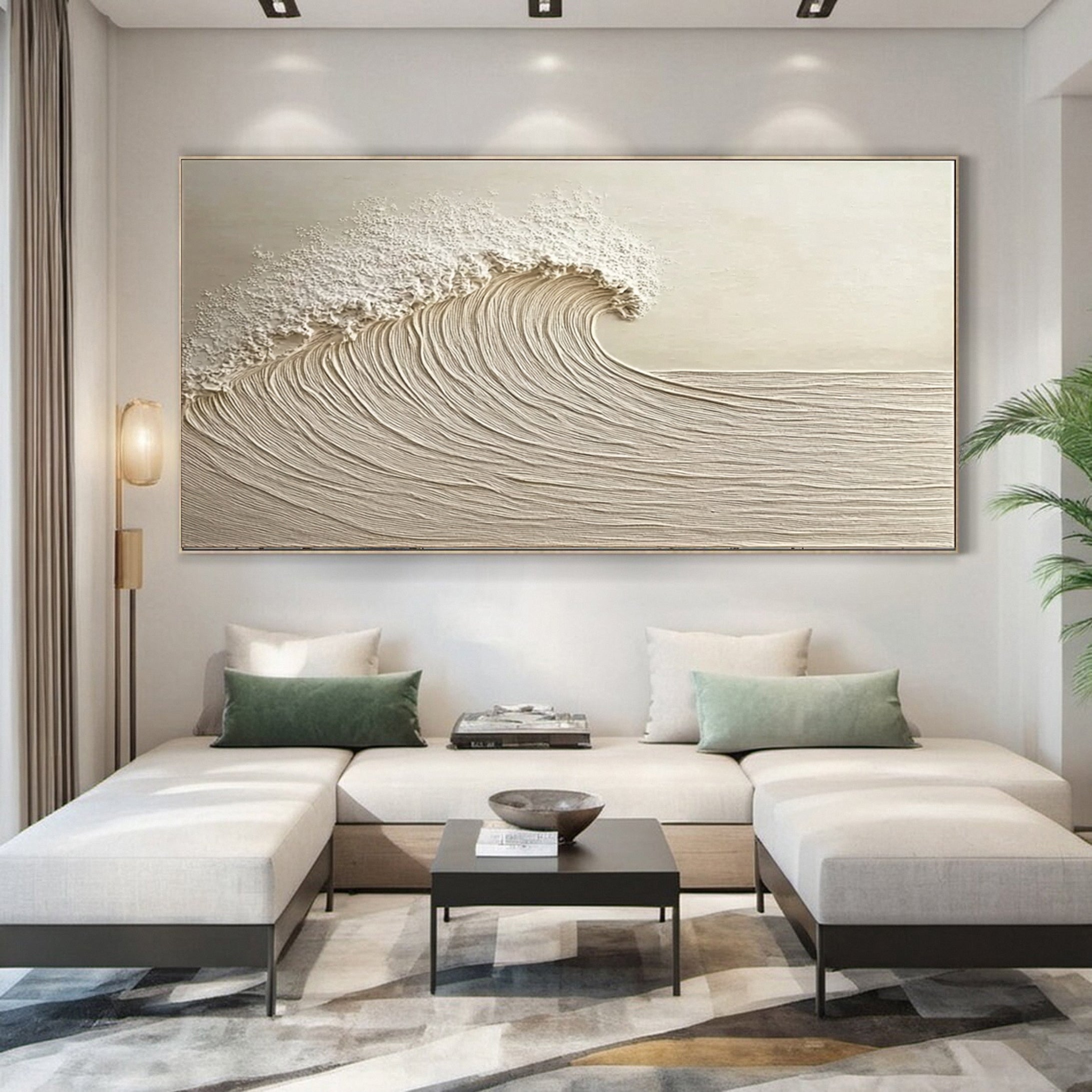 Dynamic Ocean Wave Canvas Art Textured Sea Painting #OS 077