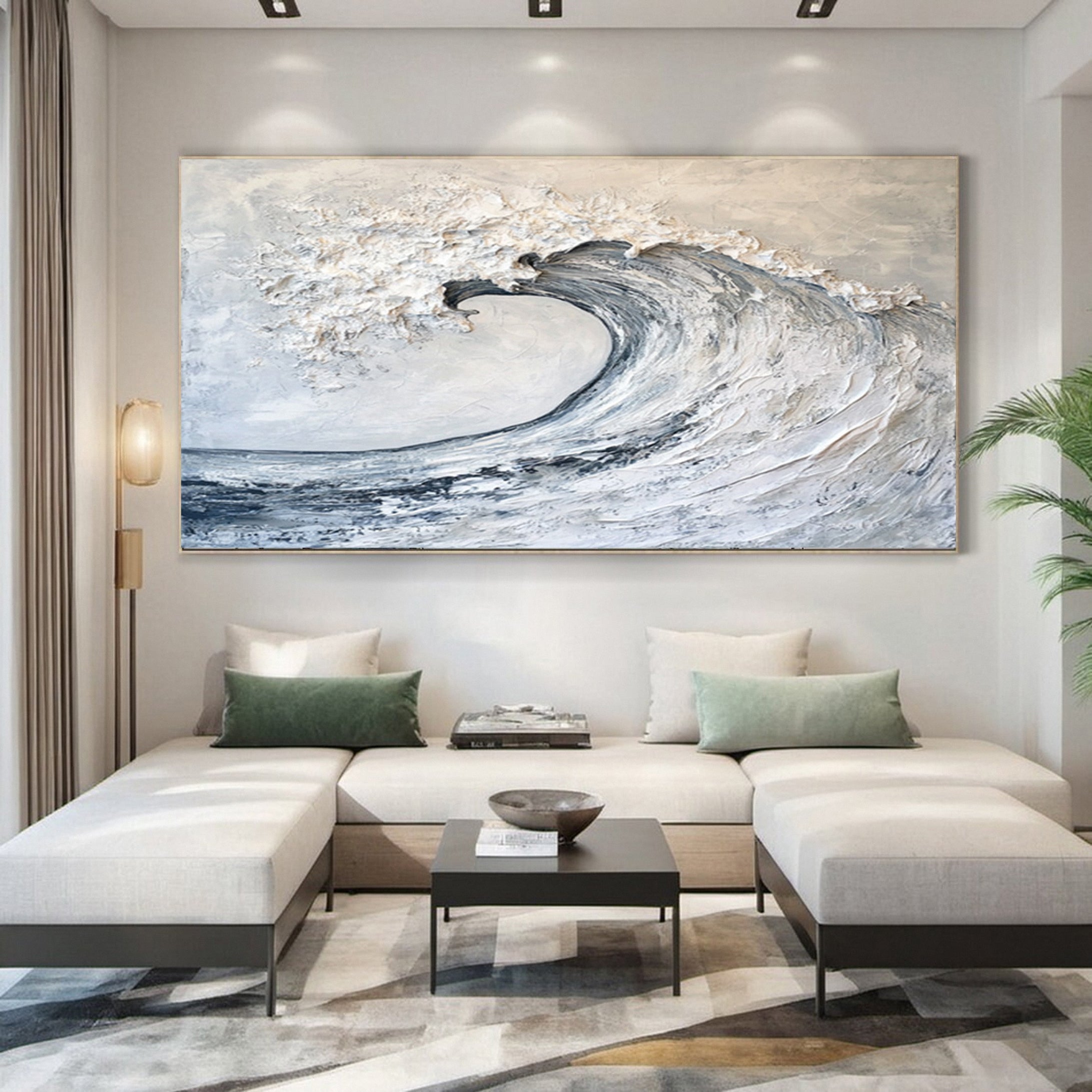 Large Abstract Sea Waves Artwork for Contemporary Wall Decor #OS 052