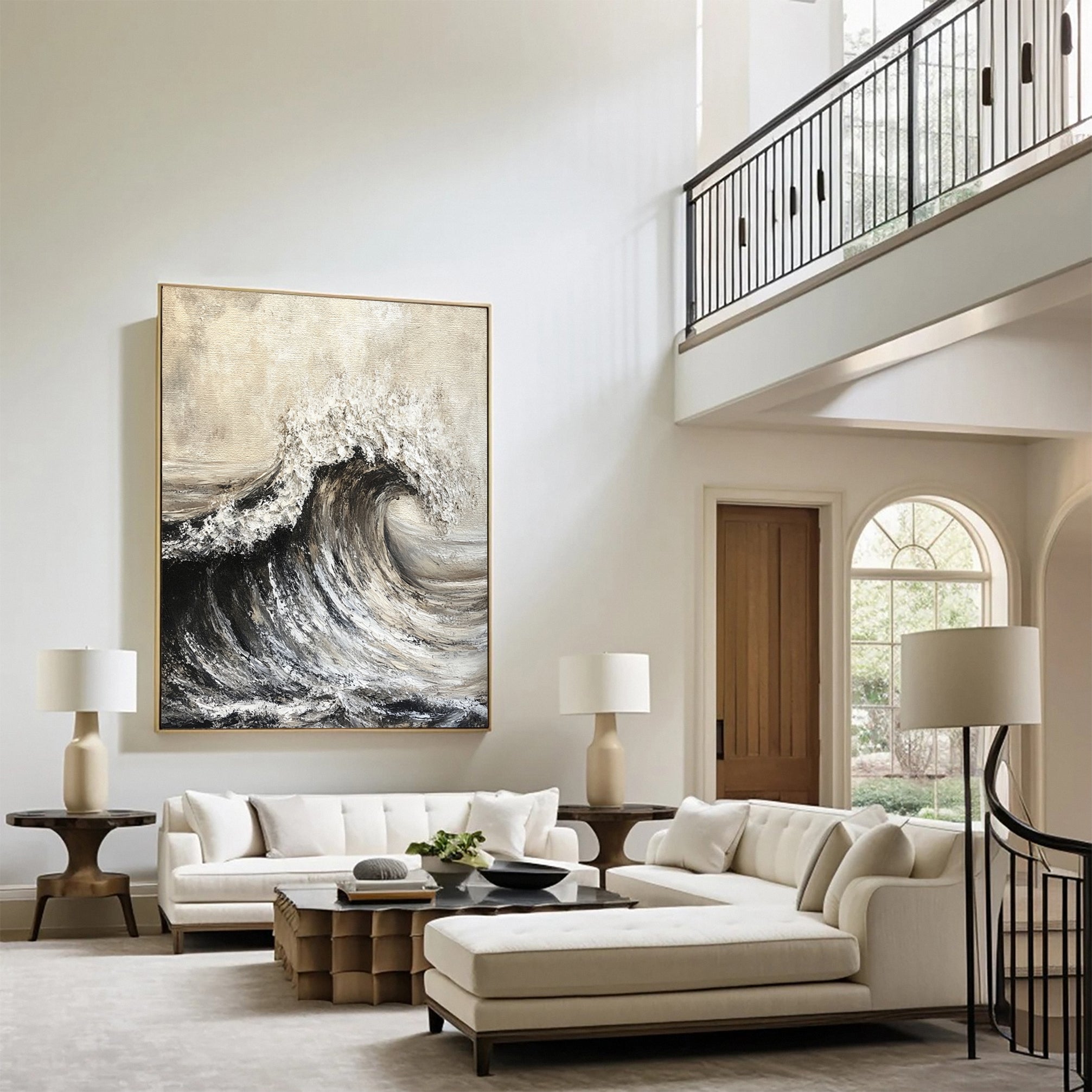 Dynamic Ocean Wave Canvas Art Textured Sea Painting #OS 068