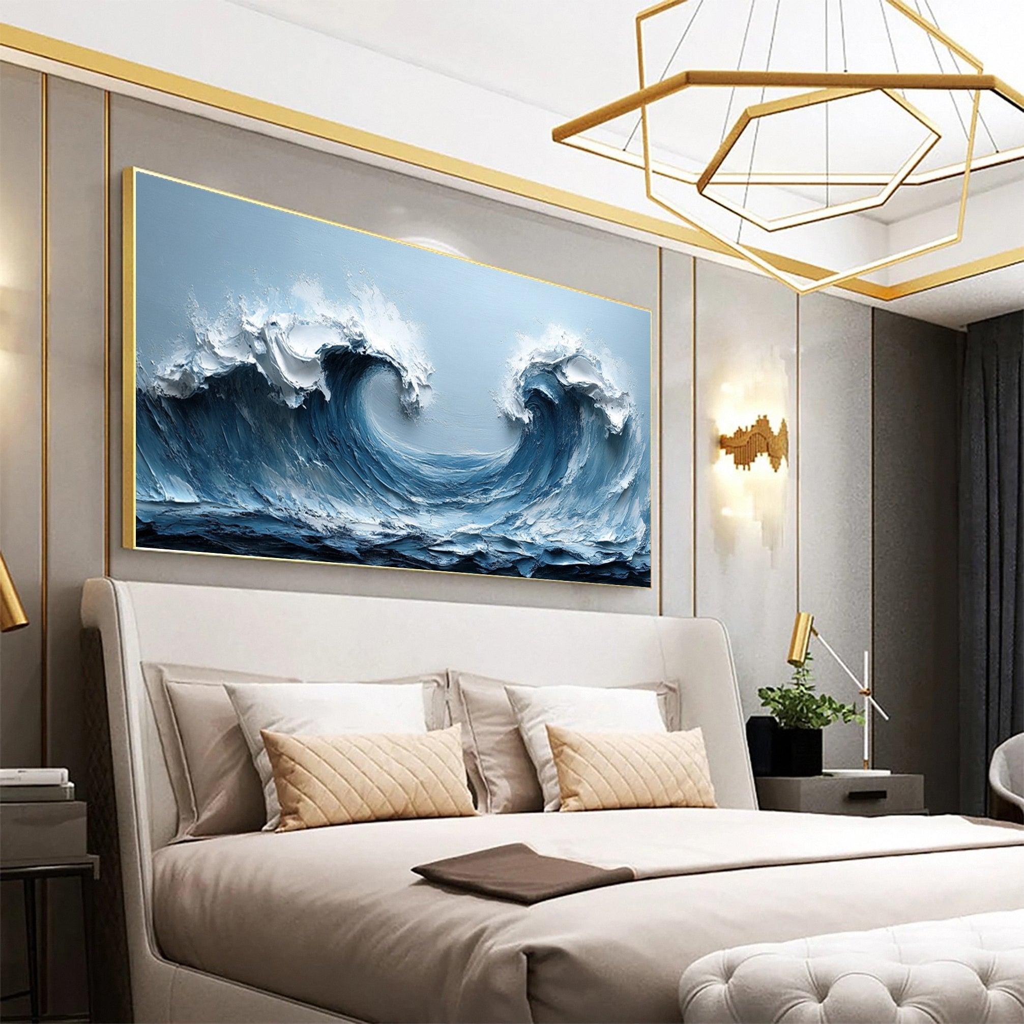 Large Abstract Sea Waves Artwork for Contemporary Wall Decor #OS 055