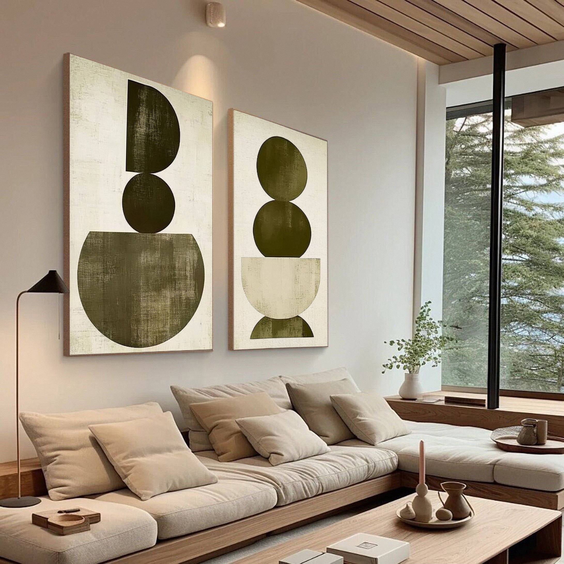 Minimalist Wabi Sabi Art Modern Canvas for Home Decor Set Of 2 #BBS 015