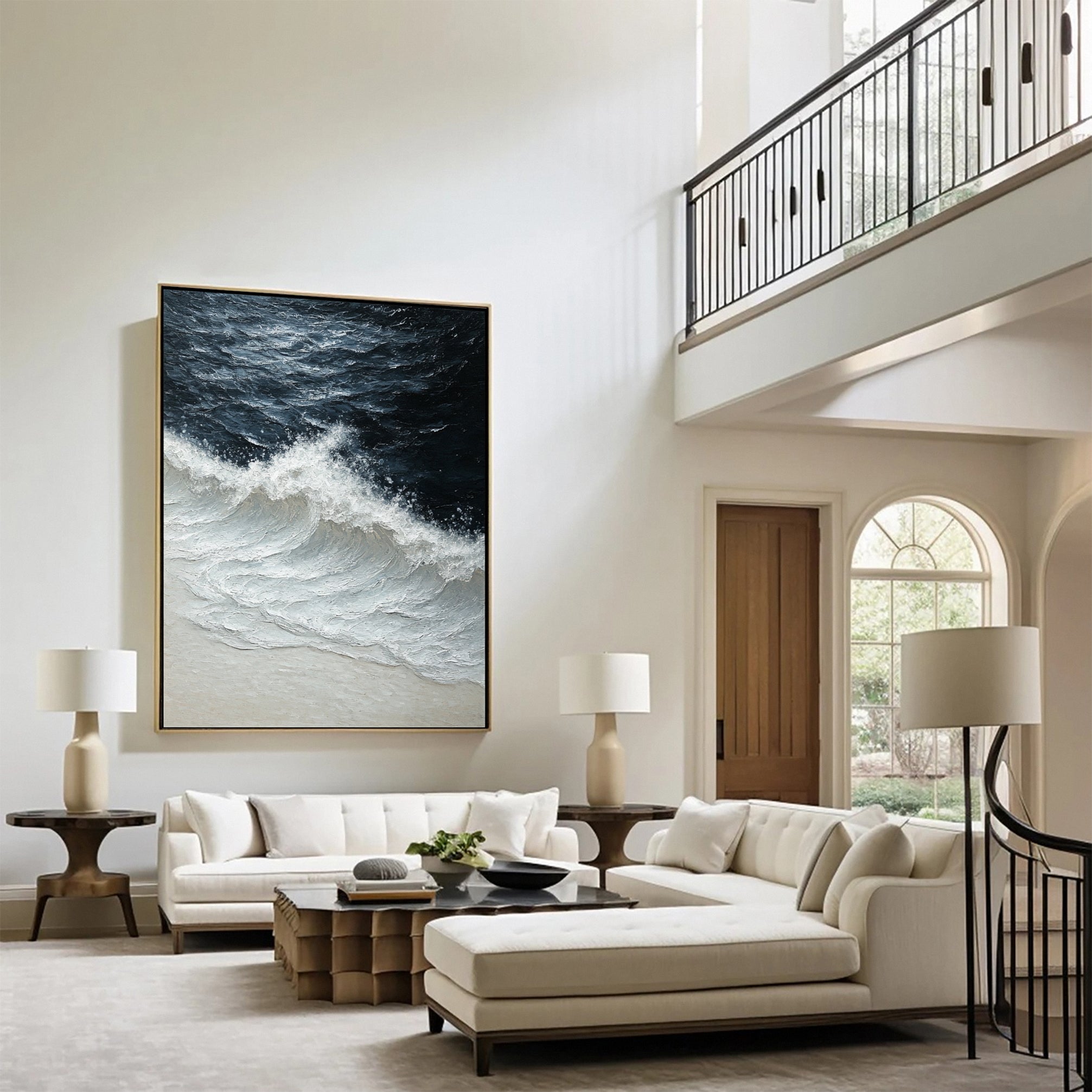 Dynamic Ocean Wave Canvas Art Textured Sea Painting #OS 063