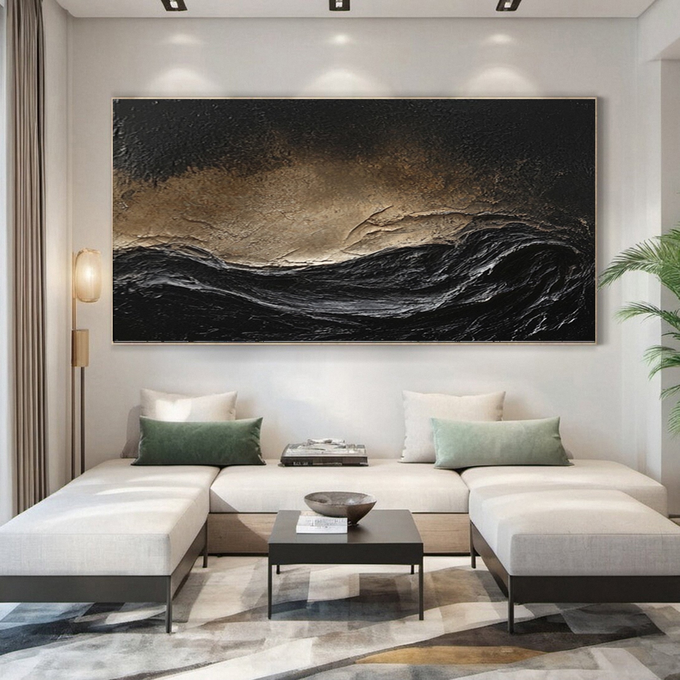 Minimalist Textured Black Abstract Art Modern Canvas for Urban Decor #BM 069