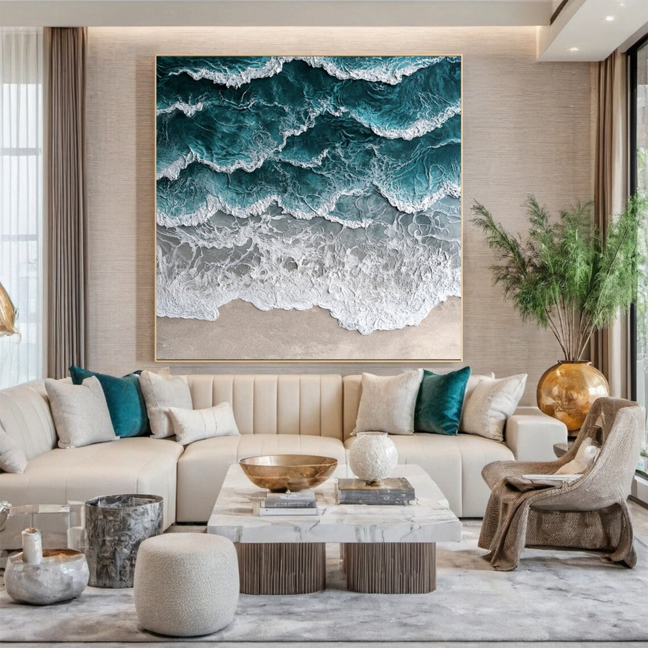 Large Textured Seascape Painting for Living Room Wall Art #OS 035